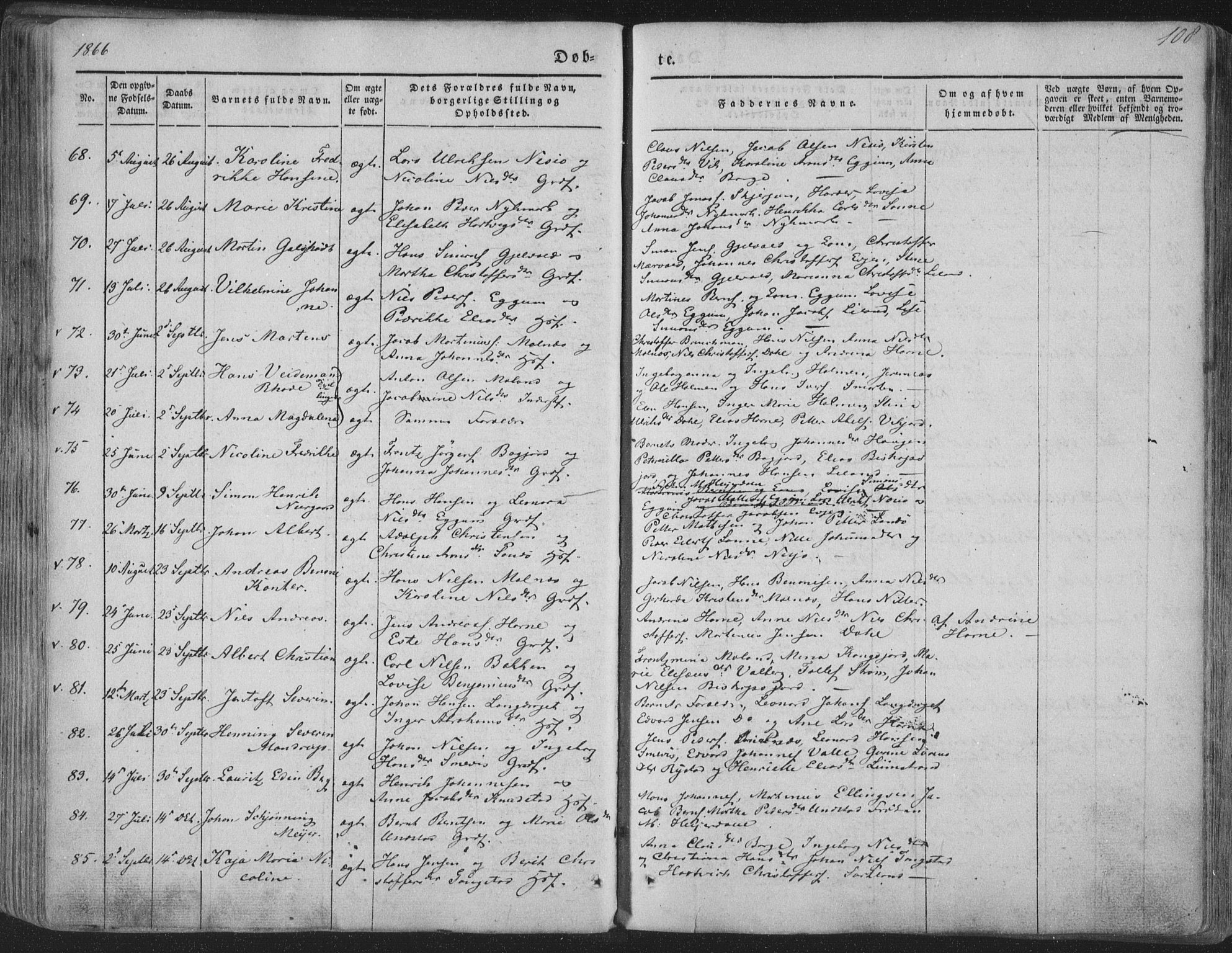 Ministerialprotokoller, klokkerbøker og fødselsregistre - Nordland, SAT/A-1459/880/L1131: Parish register (official) no. 880A05, 1844-1868, p. 108
