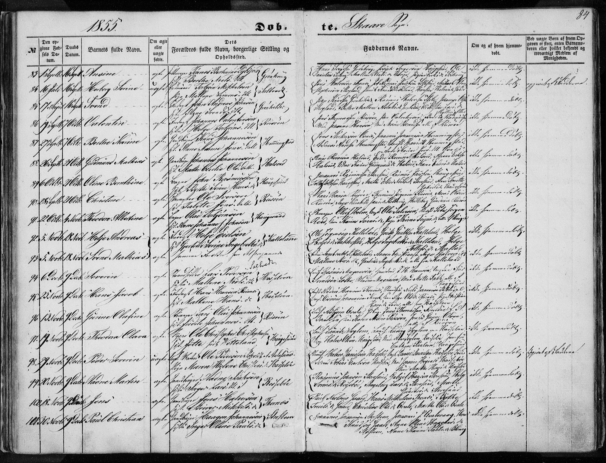 Torvastad sokneprestkontor, AV/SAST-A -101857/H/Ha/Haa/L0009: Parish register (official) no. A 9, 1847-1856, p. 84