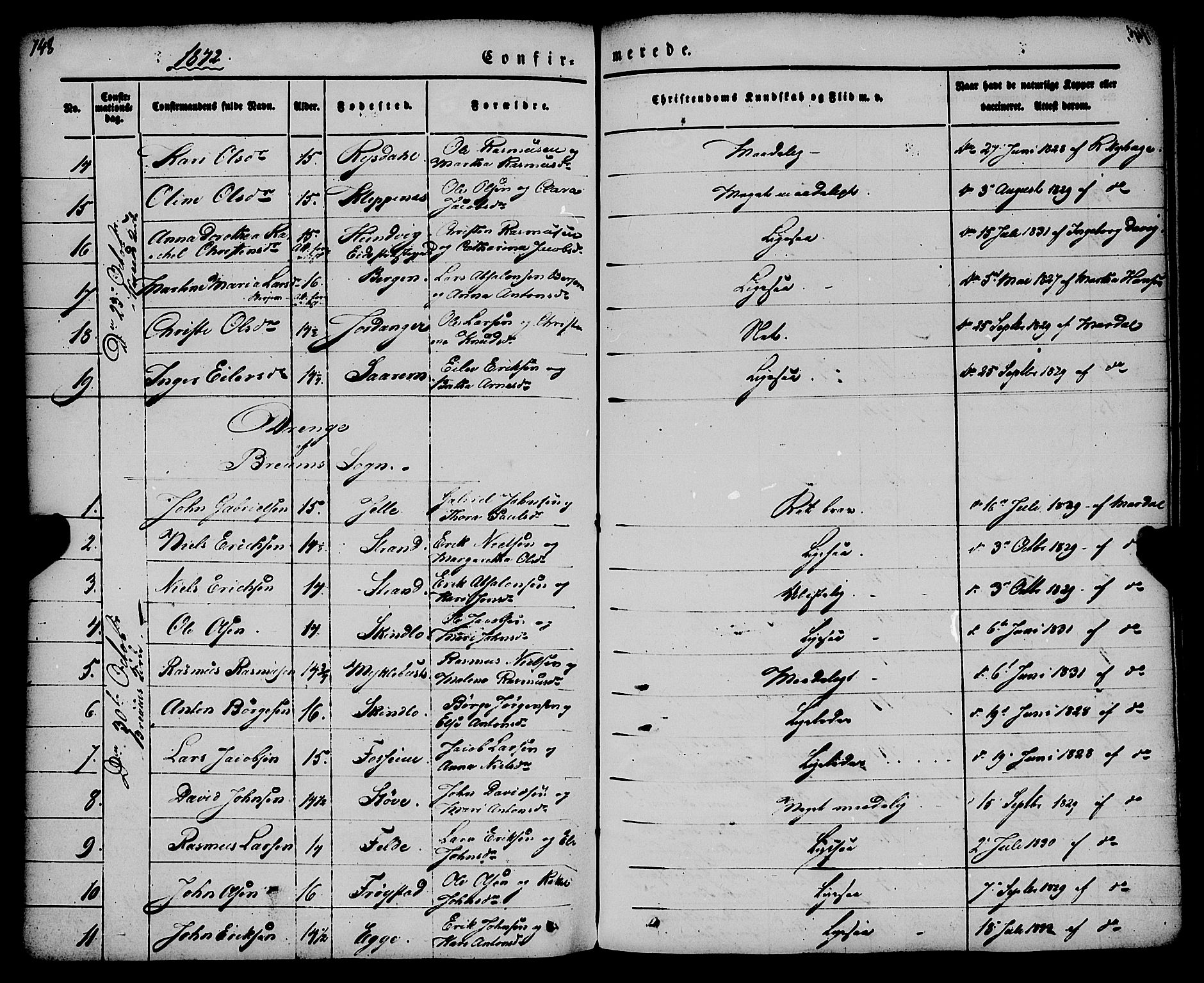 Gloppen sokneprestembete, SAB/A-80101/H/Haa/Haaa/L0008: Parish register (official) no. A 8, 1837-1855, p. 148