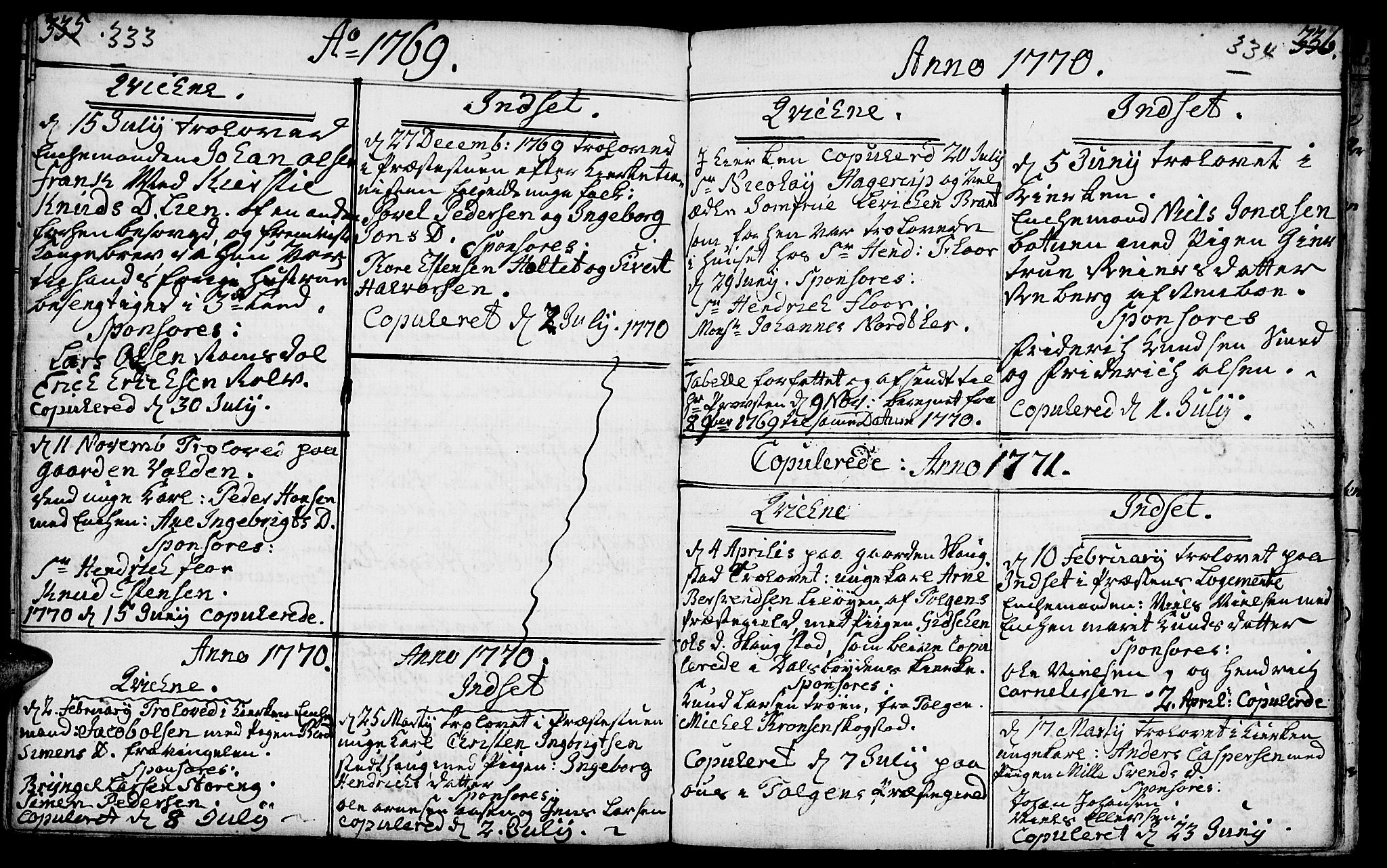 Kvikne prestekontor, SAH/PREST-064/H/Ha/Haa/L0002: Parish register (official) no. 2, 1764-1784, p. 333-334