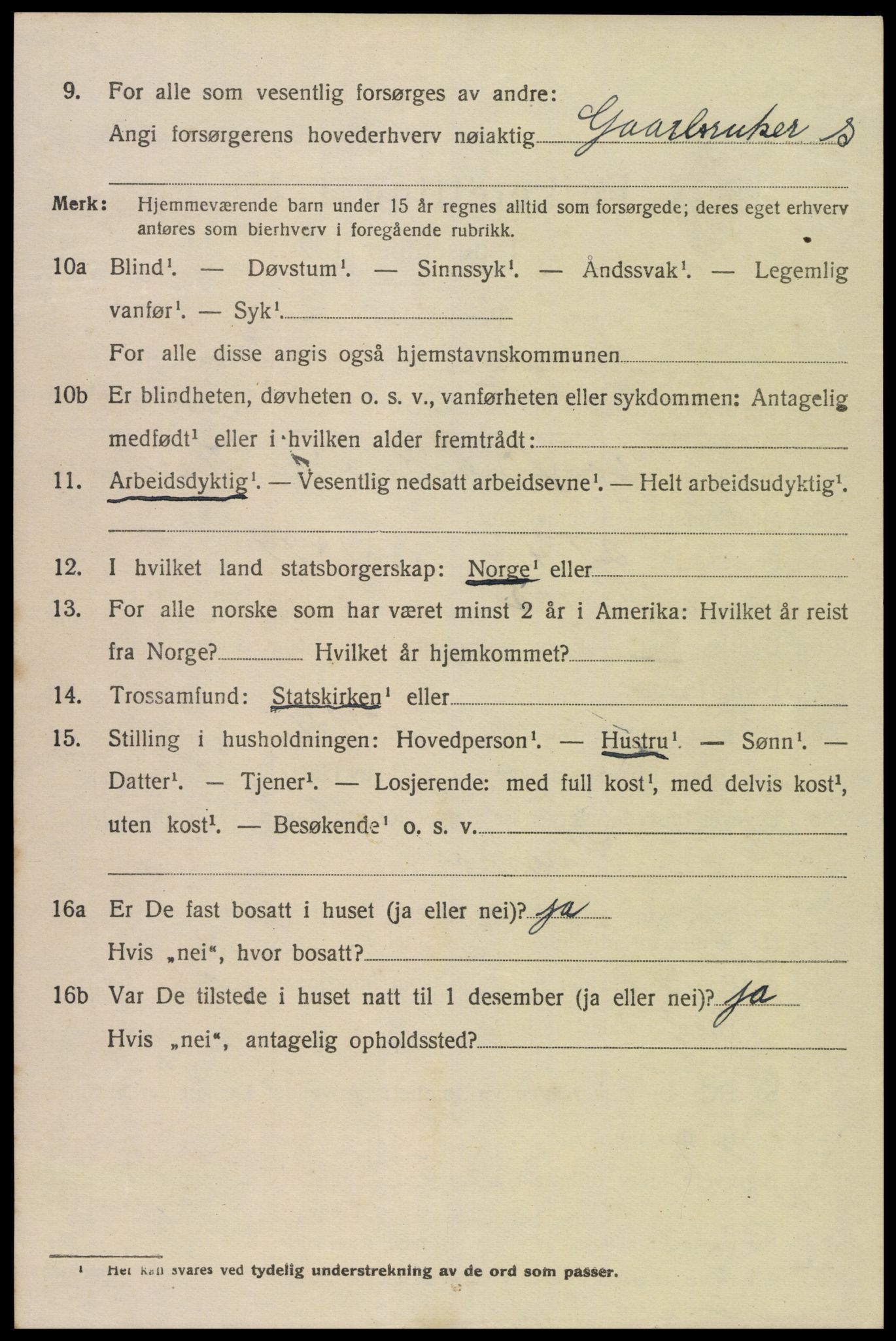 SAK, 1920 census for Lyngdal, 1920, p. 5334