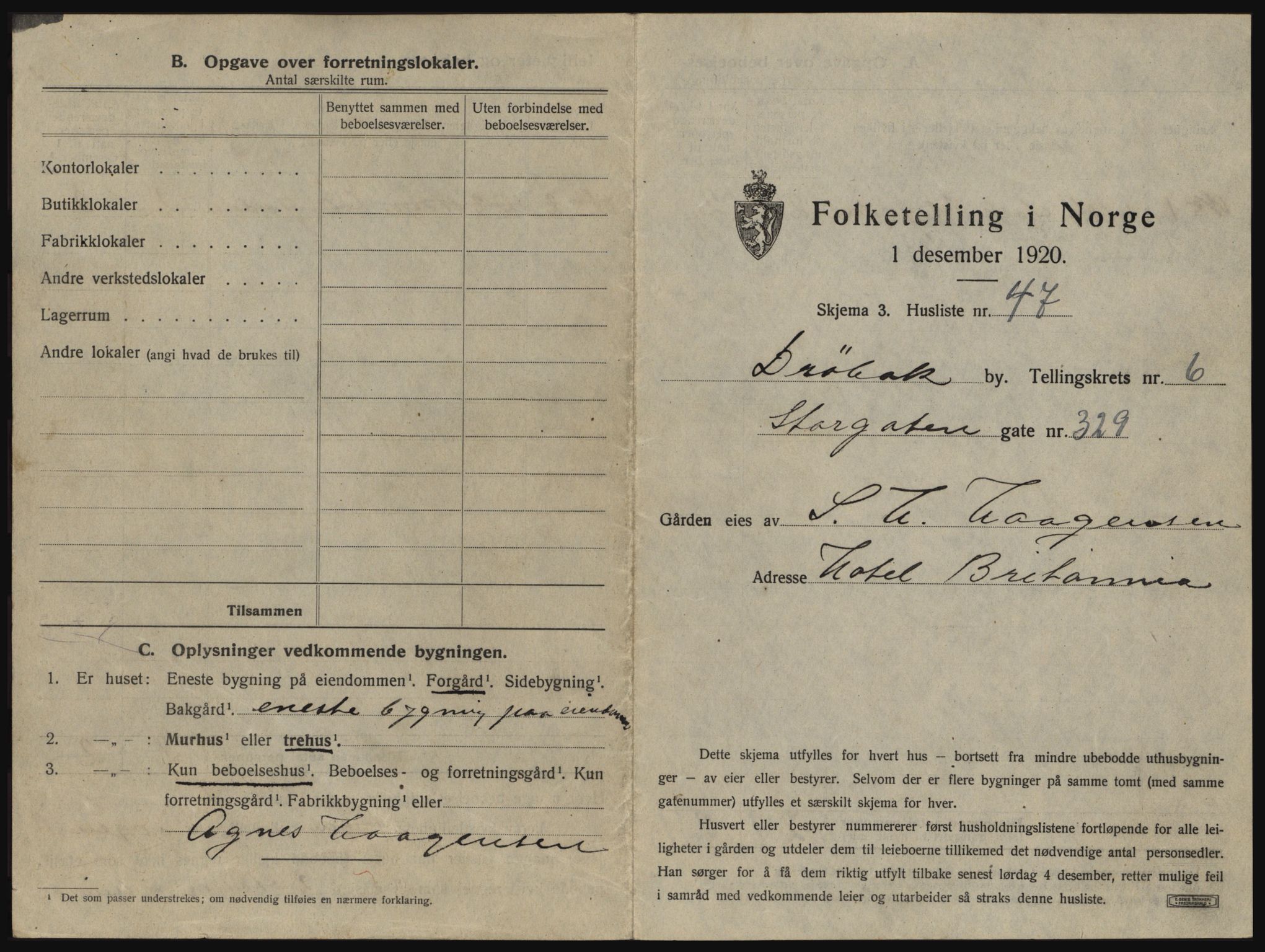 SAO, 1920 census for Drøbak, 1920, p. 613