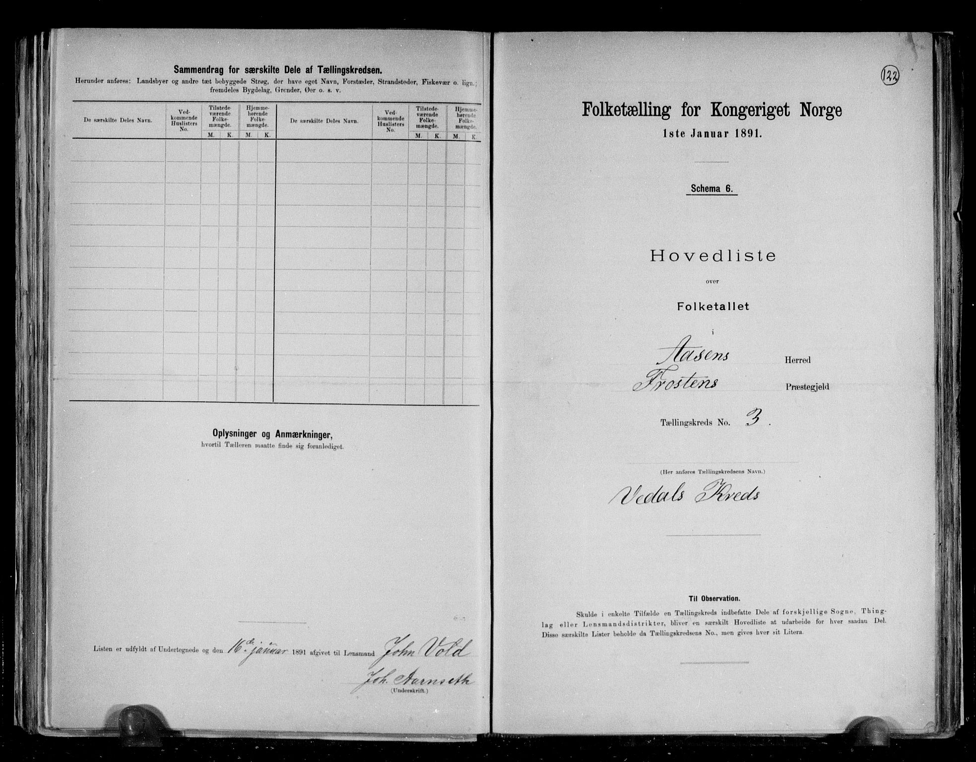 RA, 1891 census for 1716 Åsen, 1891, p. 9