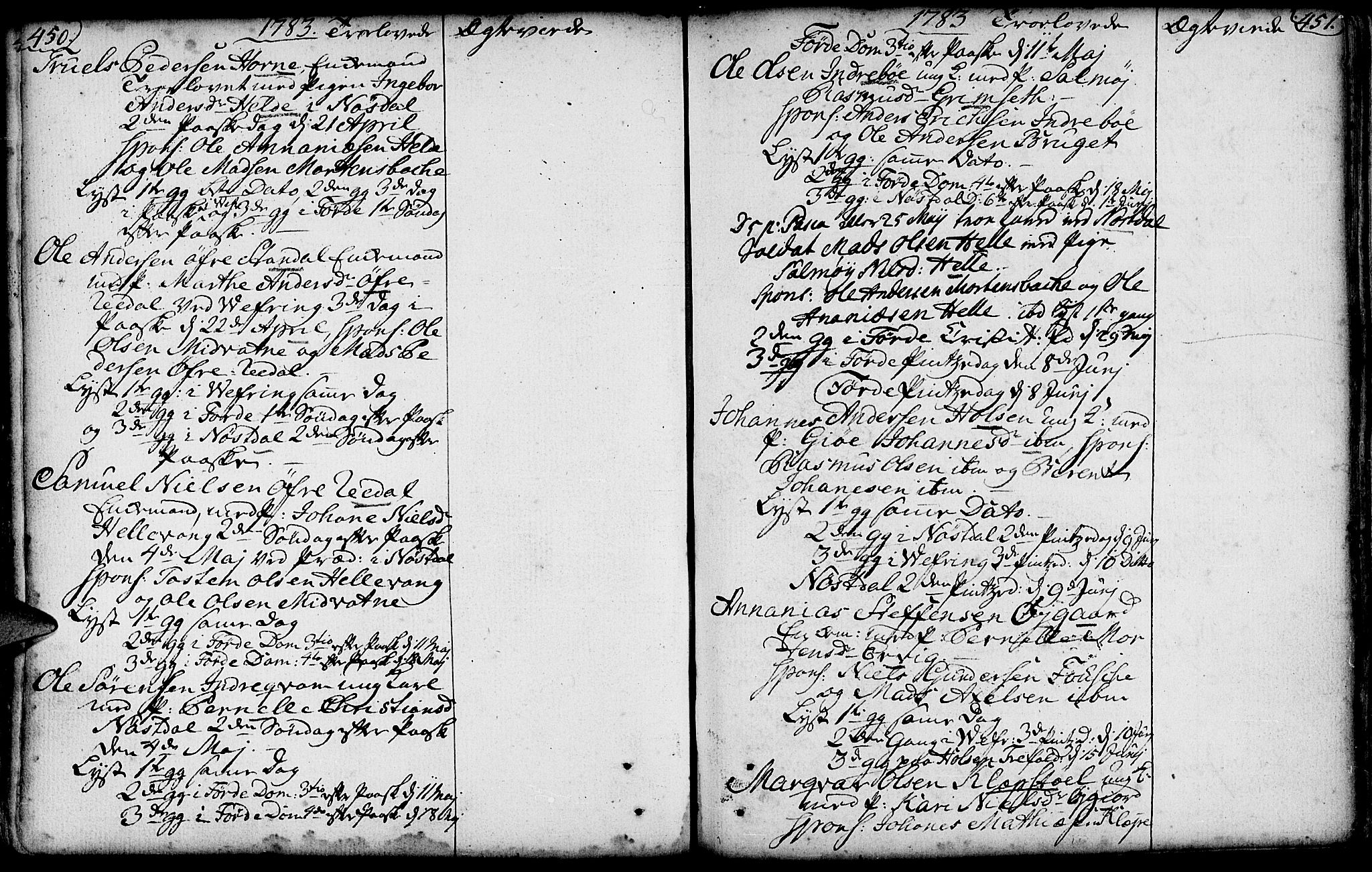 Førde sokneprestembete, SAB/A-79901/H/Haa/Haaa/L0004: Parish register (official) no. A 4, 1781-1803, p. 452-453