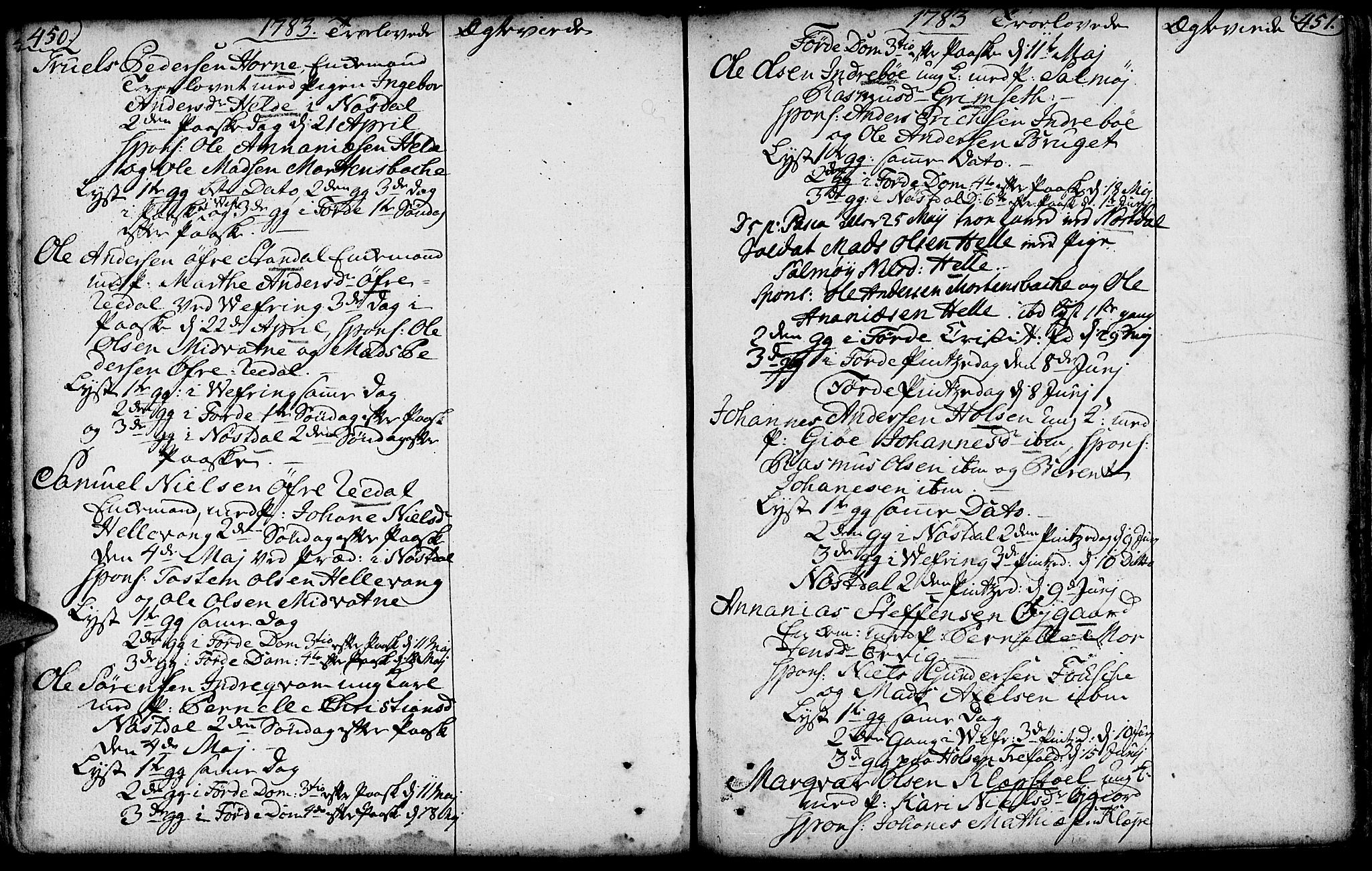 Førde sokneprestembete, AV/SAB-A-79901/H/Haa/Haaa/L0004: Parish register (official) no. A 4, 1781-1803, p. 452-453