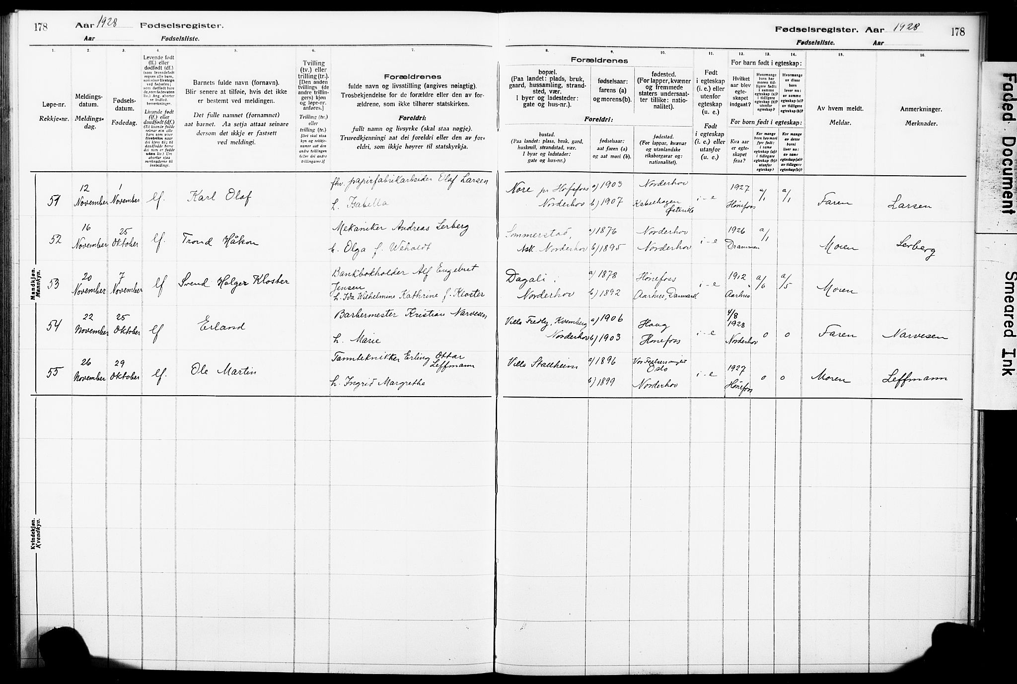 Norderhov kirkebøker, AV/SAKO-A-237/J/Ja/L0001: Birth register no. 1, 1916-1930, p. 178