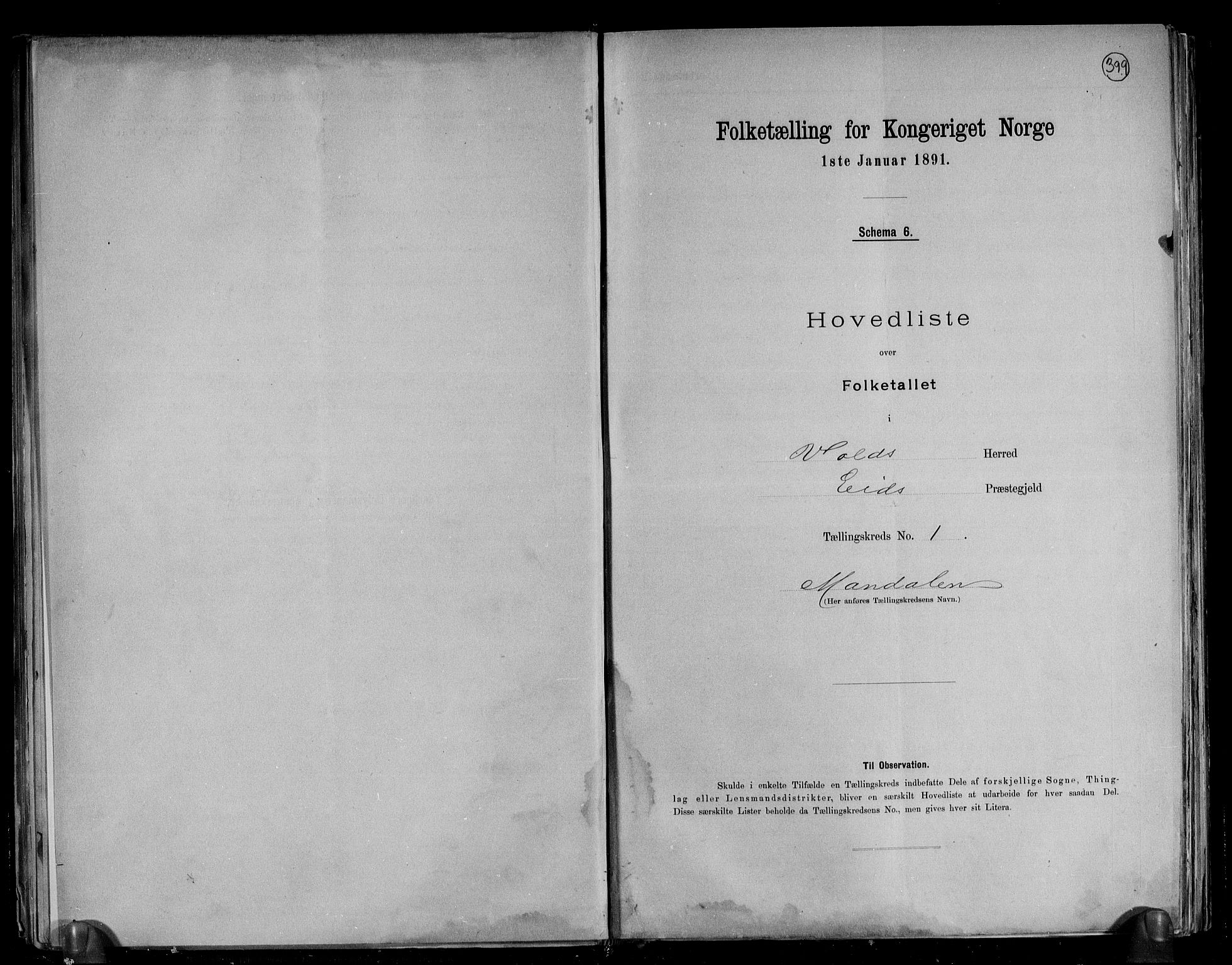 RA, 1891 census for 1537 Voll, 1891, p. 4