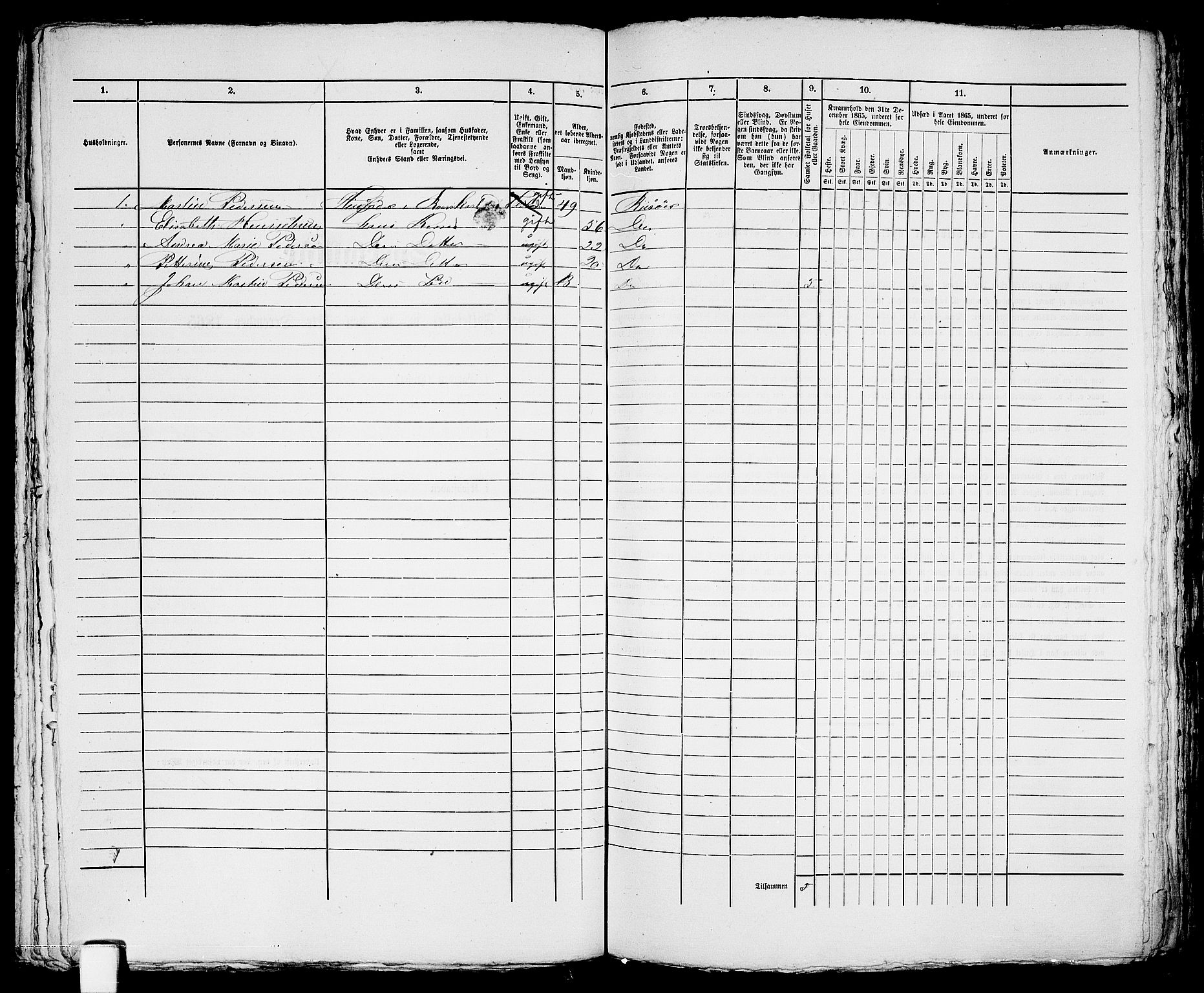 RA, 1865 census for Risør/Risør, 1865, p. 568