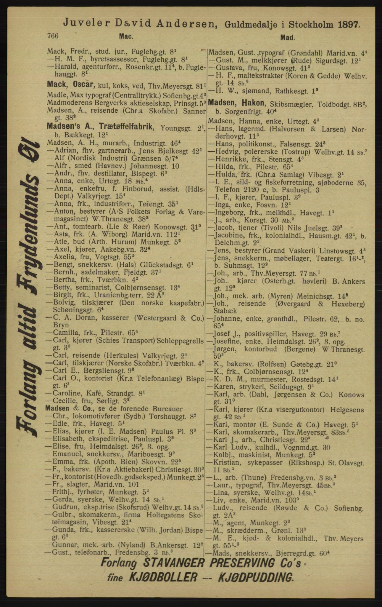 Kristiania/Oslo adressebok, PUBL/-, 1913, p. 778