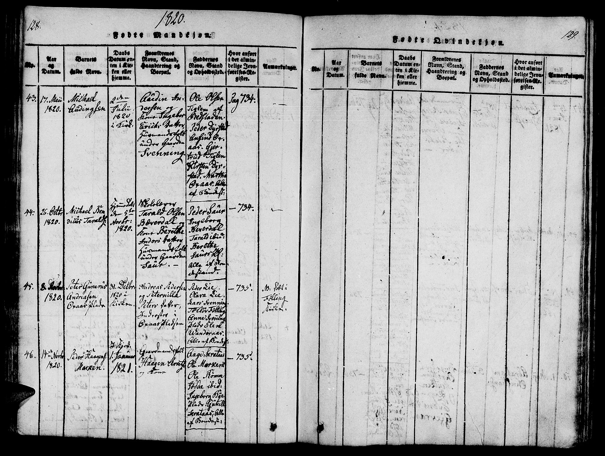 Ministerialprotokoller, klokkerbøker og fødselsregistre - Nord-Trøndelag, SAT/A-1458/746/L0441: Parish register (official) no. 746A03 /3, 1816-1827, p. 128-129