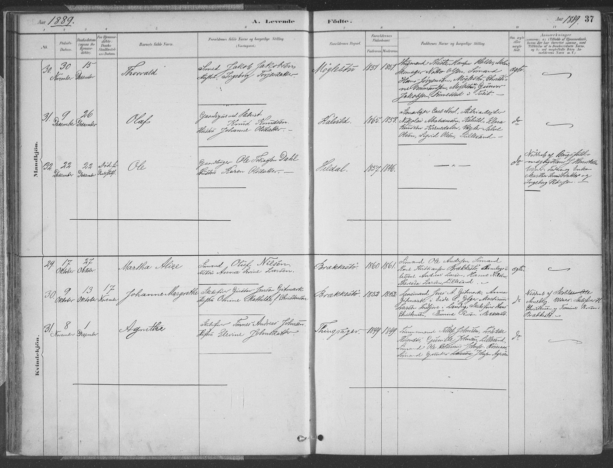 Vestre Moland sokneprestkontor, AV/SAK-1111-0046/F/Fa/Fab/L0009: Parish register (official) no. A 9, 1884-1899, p. 37