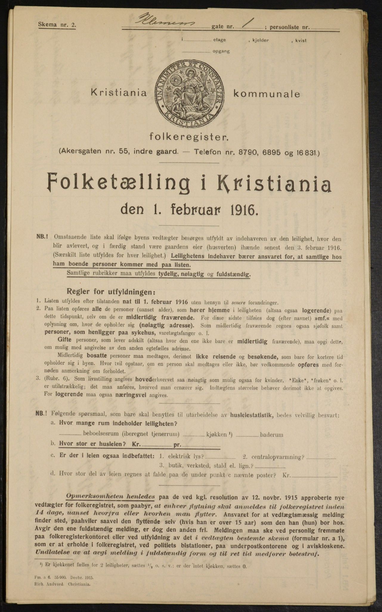 OBA, Municipal Census 1916 for Kristiania, 1916, p. 12837