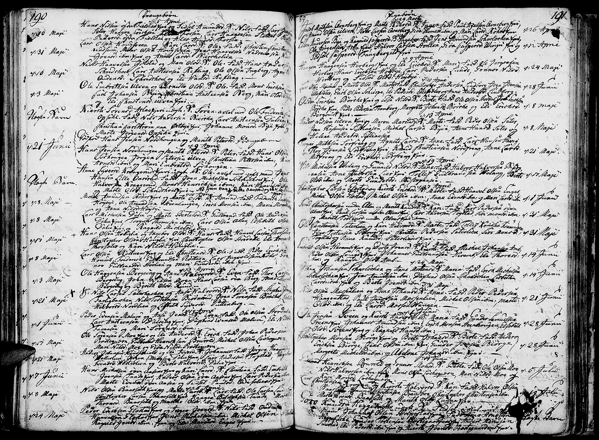 Ringsaker prestekontor, AV/SAH-PREST-014/K/Ka/L0003: Parish register (official) no. 3, 1775-1798, p. 190-191