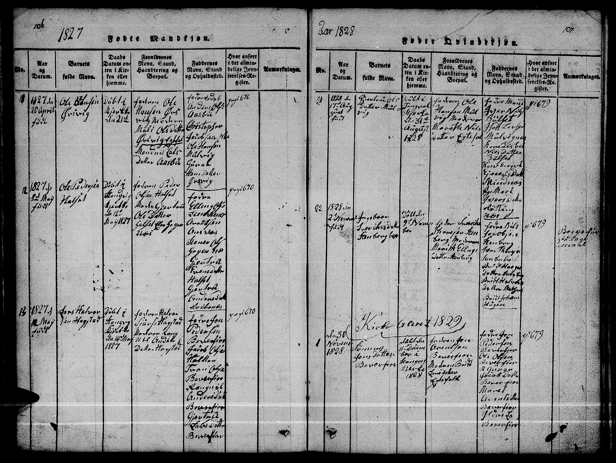 Ministerialprotokoller, klokkerbøker og fødselsregistre - Møre og Romsdal, AV/SAT-A-1454/592/L1031: Parish register (copy) no. 592C01, 1820-1833, p. 106-107