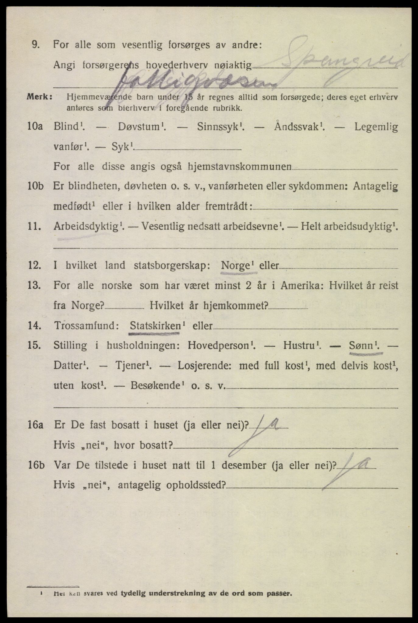 SAK, 1920 census for Spangereid, 1920, p. 3168