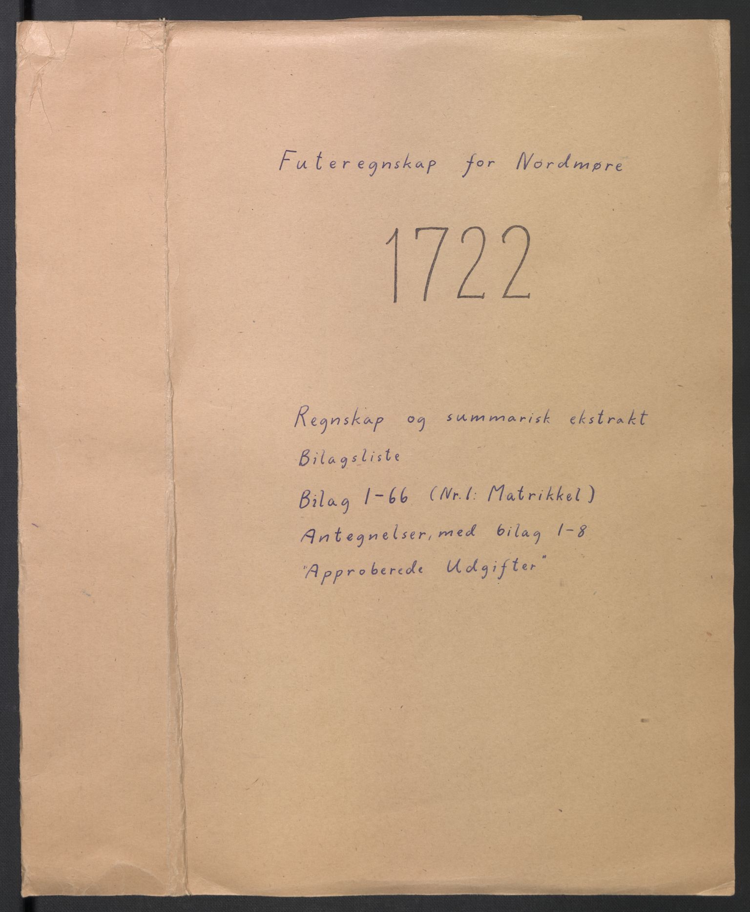 Rentekammeret inntil 1814, Reviderte regnskaper, Fogderegnskap, AV/RA-EA-4092/R56/L3755: Fogderegnskap Nordmøre, 1722, p. 1