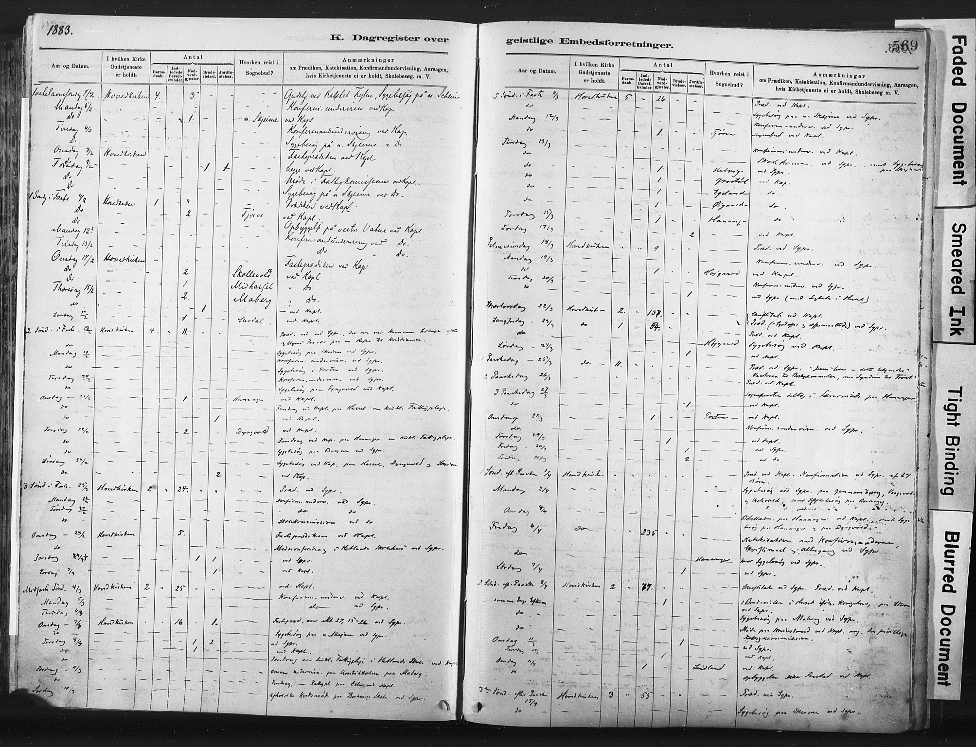 Lista sokneprestkontor, AV/SAK-1111-0027/F/Fa/L0012: Parish register (official) no. A 12, 1879-1903, p. 569