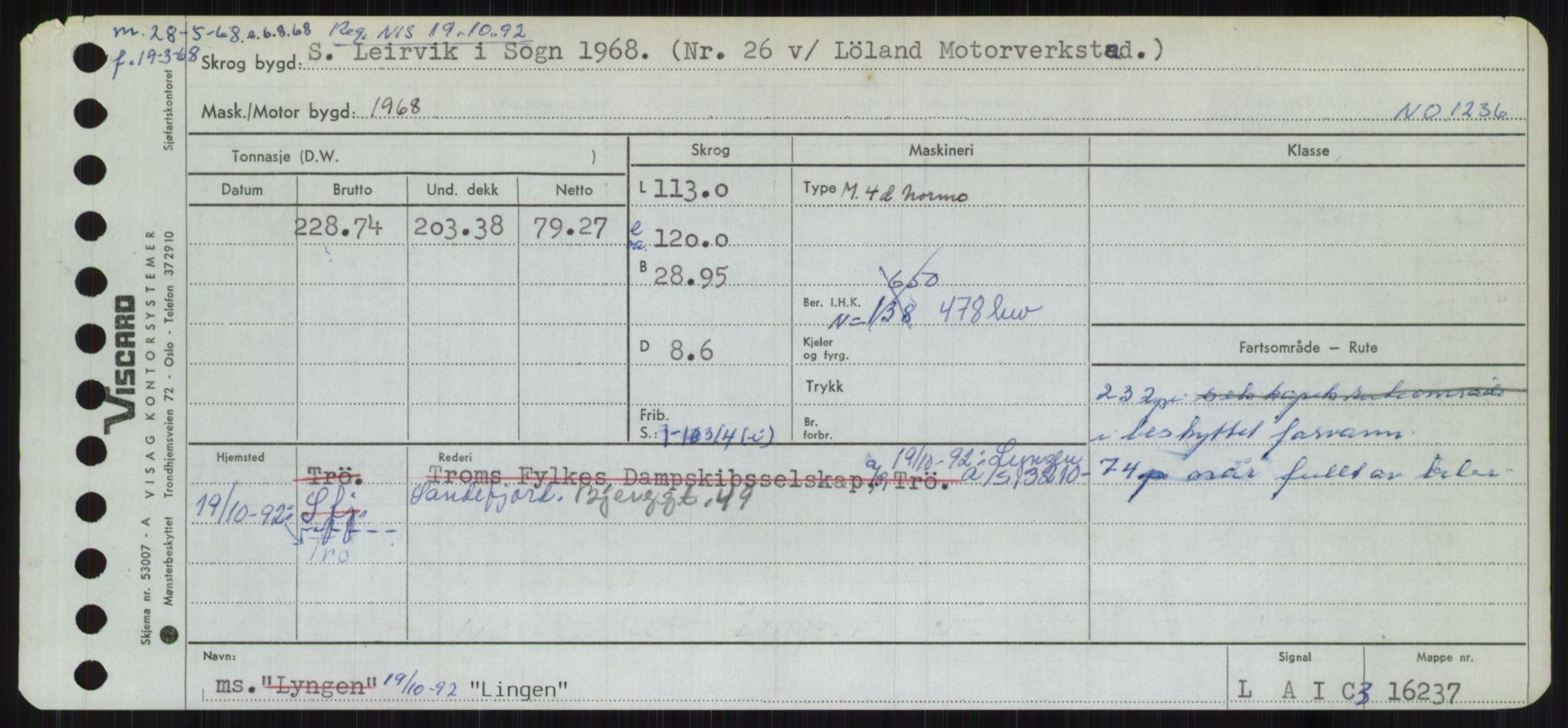 Sjøfartsdirektoratet med forløpere, Skipsmålingen, RA/S-1627/H/Ha/L0003/0002: Fartøy, Hilm-Mar / Fartøy, Kom-Mar, p. 511