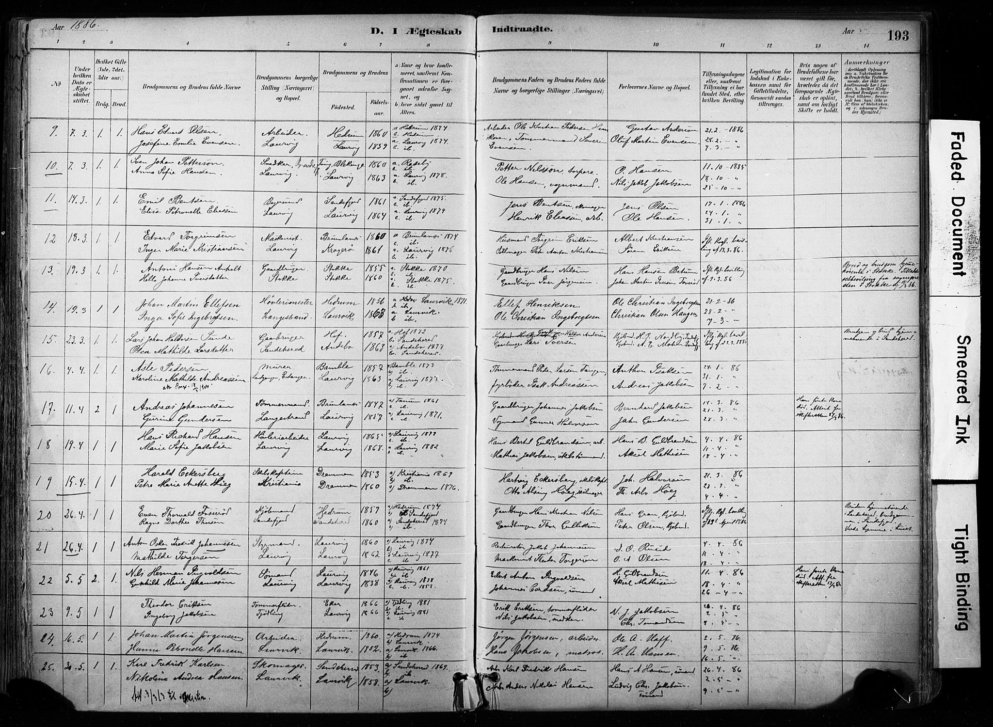 Larvik kirkebøker, AV/SAKO-A-352/F/Fa/L0008: Parish register (official) no. I 8, 1884-1902, p. 193