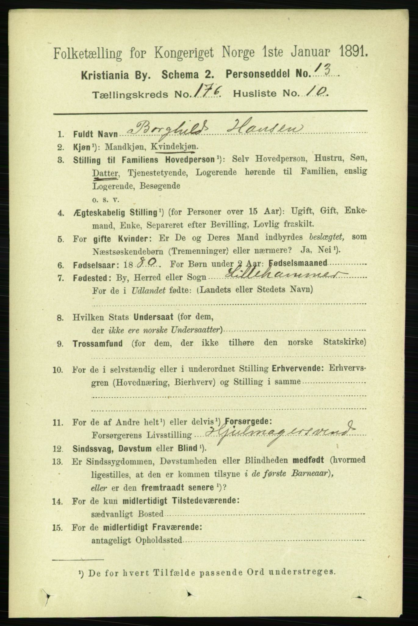 RA, 1891 census for 0301 Kristiania, 1891, p. 105919