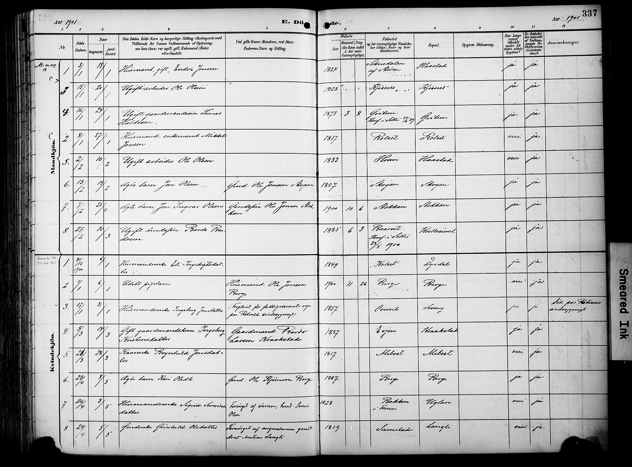 Ministerialprotokoller, klokkerbøker og fødselsregistre - Sør-Trøndelag, SAT/A-1456/695/L1149: Parish register (official) no. 695A09, 1891-1902, p. 337