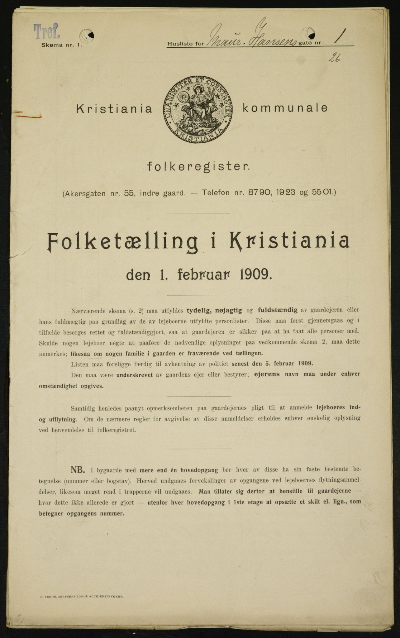 OBA, Municipal Census 1909 for Kristiania, 1909, p. 58841