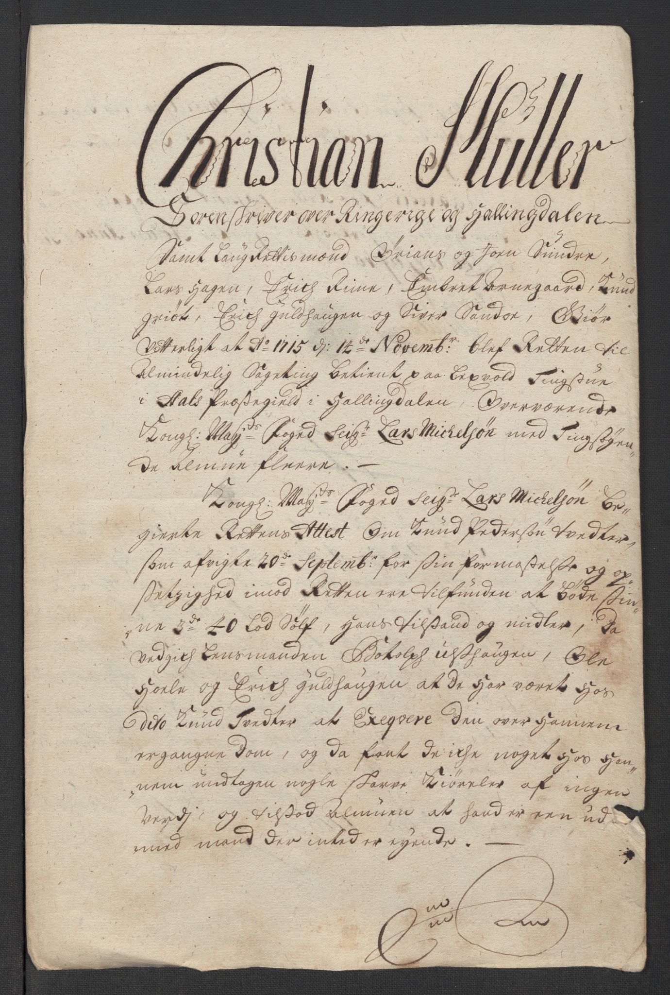 Rentekammeret inntil 1814, Reviderte regnskaper, Fogderegnskap, AV/RA-EA-4092/R23/L1473: Fogderegnskap Ringerike og Hallingdal, 1715, p. 270