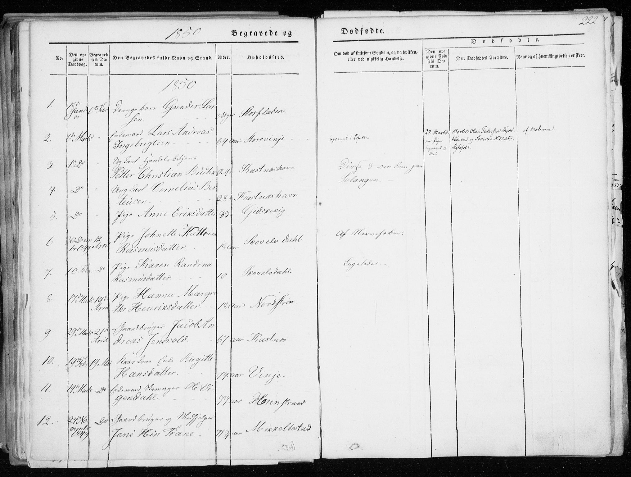 Tranøy sokneprestkontor, SATØ/S-1313/I/Ia/Iaa/L0006kirke: Parish register (official) no. 6, 1844-1855, p. 222