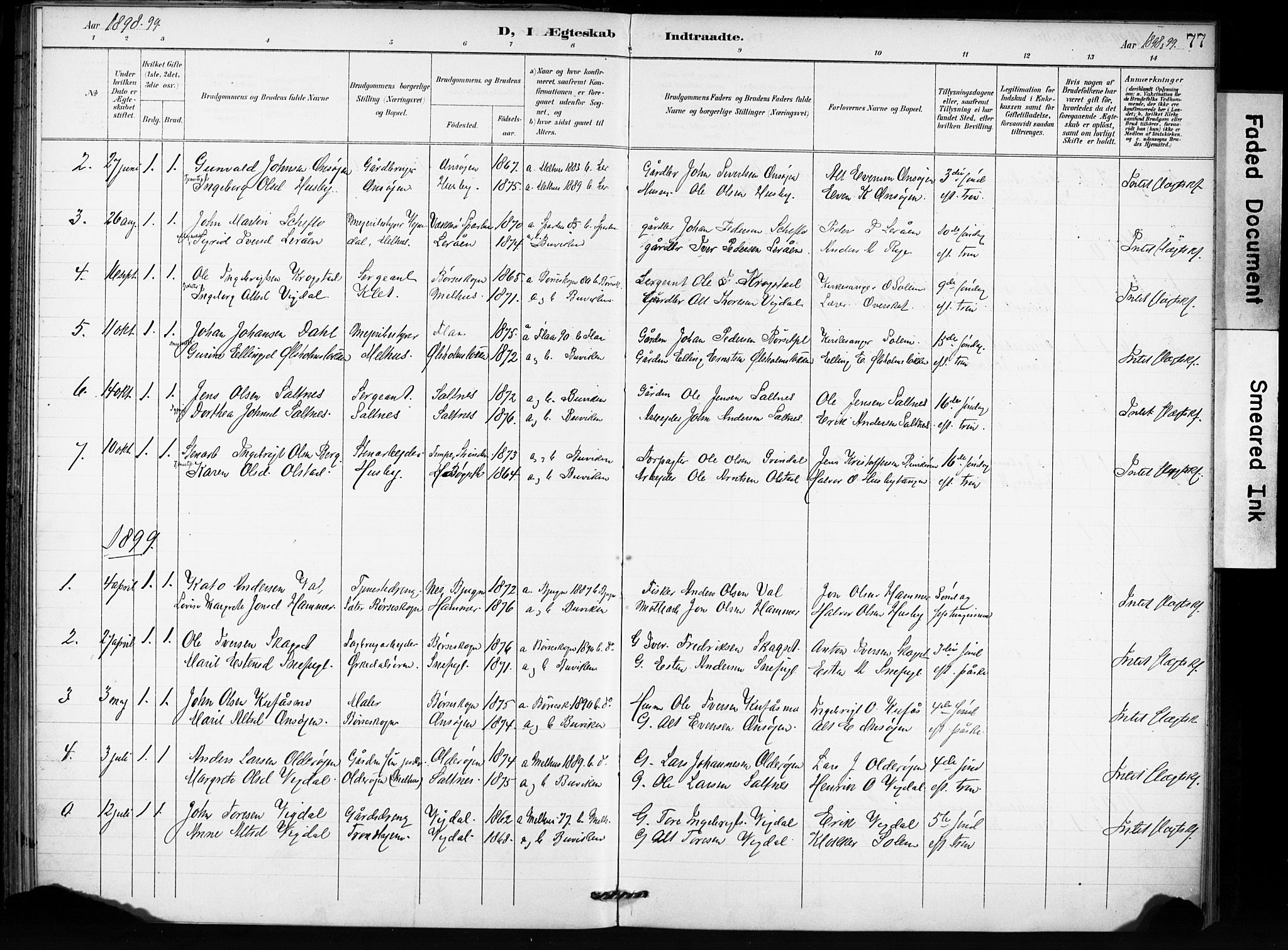 Ministerialprotokoller, klokkerbøker og fødselsregistre - Sør-Trøndelag, SAT/A-1456/666/L0787: Parish register (official) no. 666A05, 1895-1908, p. 77