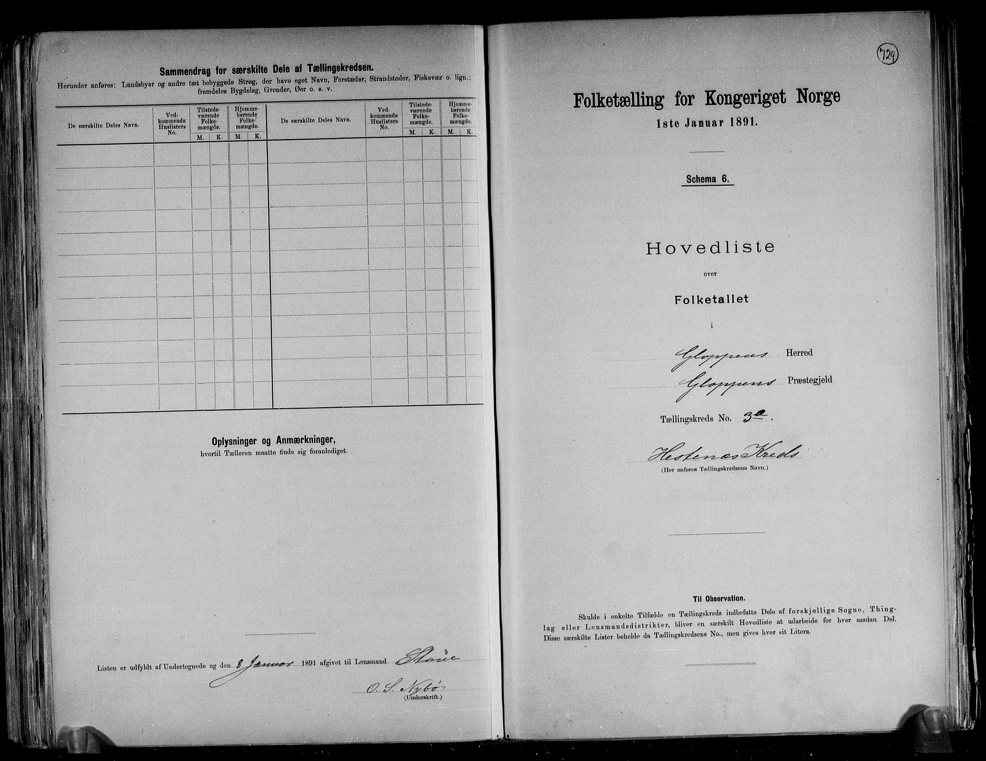 RA, 1891 census for 1445 Gloppen, 1891, p. 11