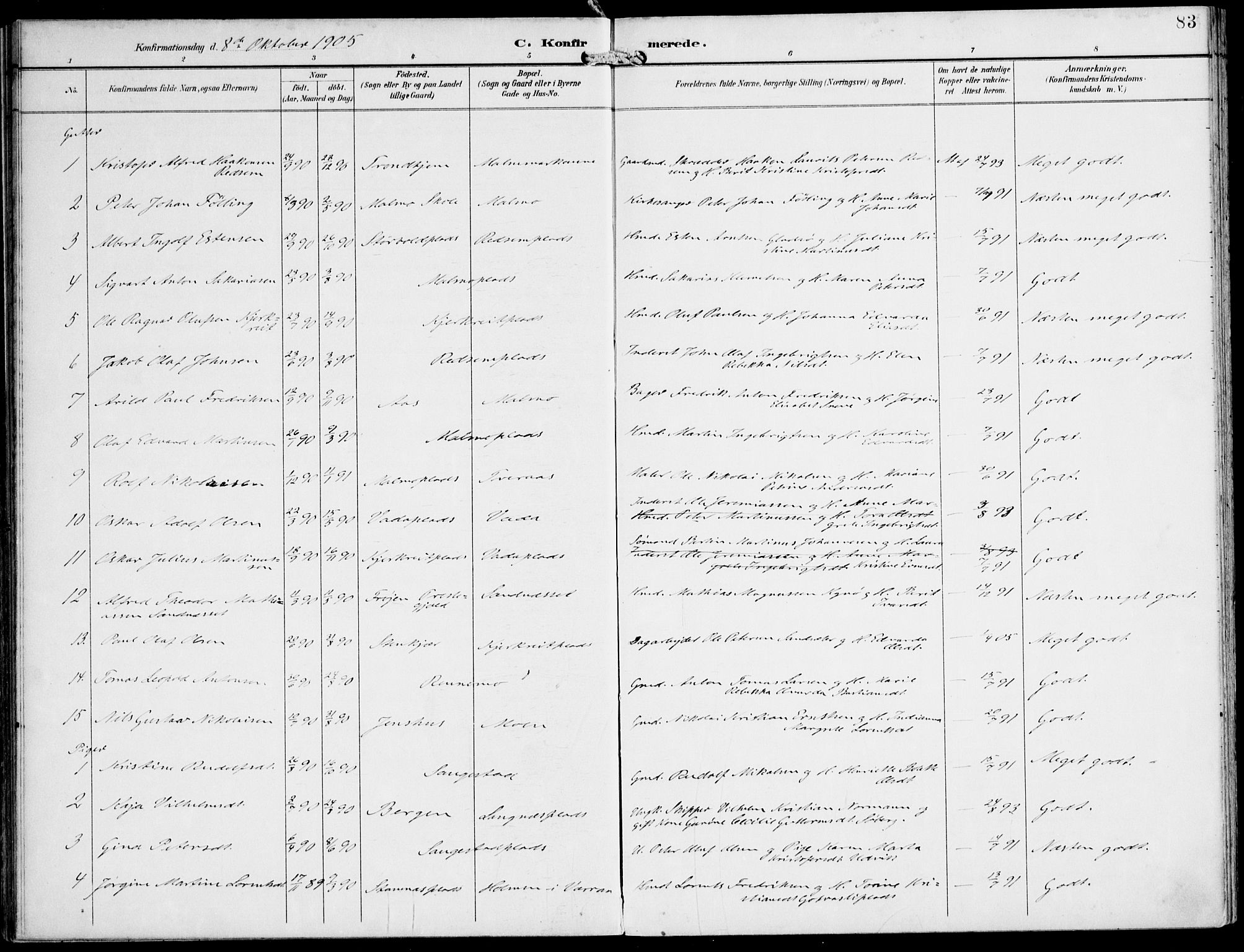 Ministerialprotokoller, klokkerbøker og fødselsregistre - Nord-Trøndelag, SAT/A-1458/745/L0430: Parish register (official) no. 745A02, 1895-1913, p. 83