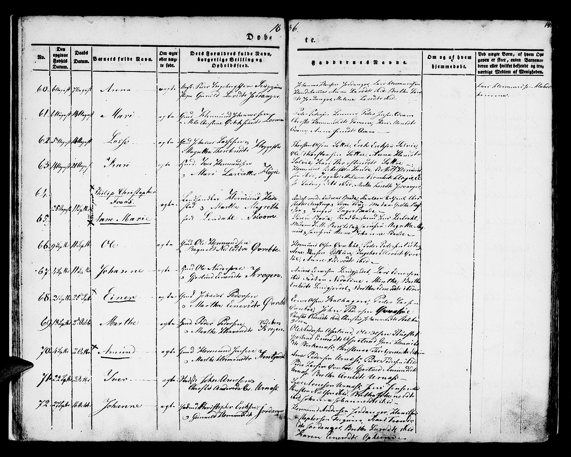 Hafslo sokneprestembete, SAB/A-80301/H/Haa/Haaa/L0005: Parish register (official) no. A 5, 1834-1852, p. 14