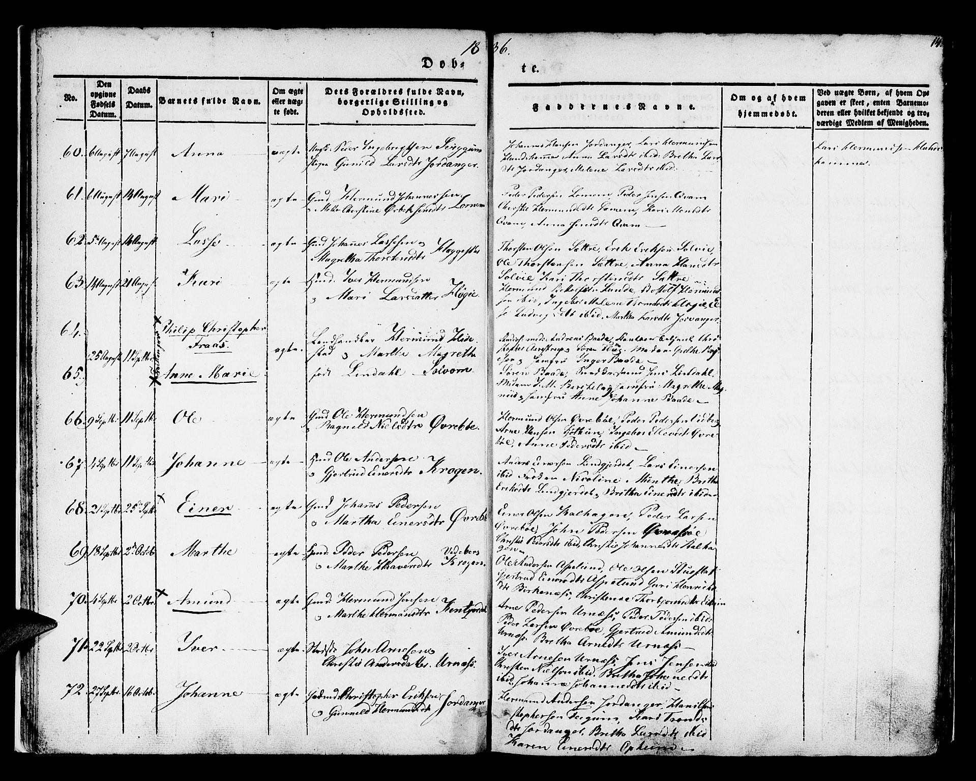 Hafslo sokneprestembete, AV/SAB-A-80301/H/Haa/Haaa/L0005: Parish register (official) no. A 5, 1834-1852, p. 14