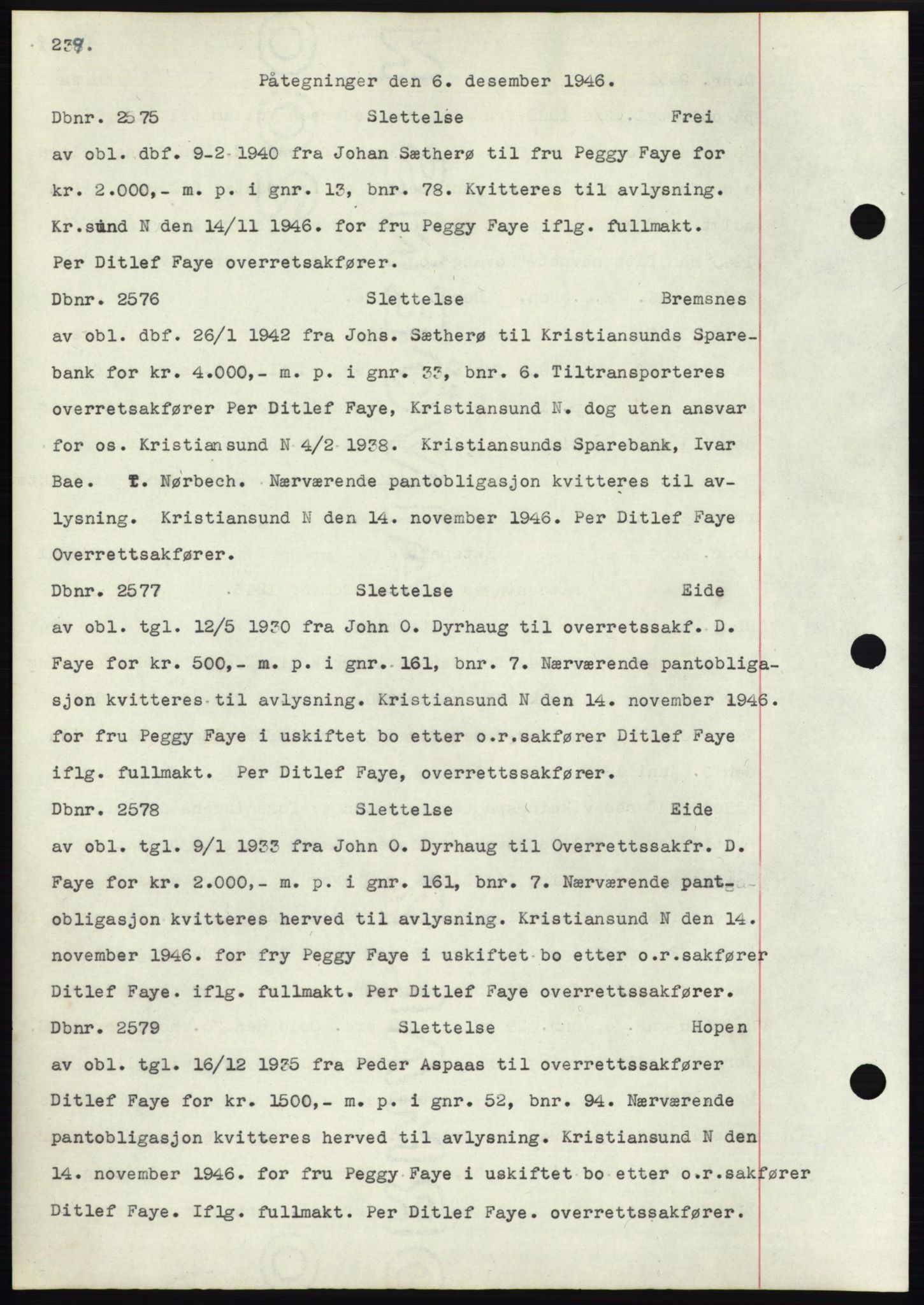 Nordmøre sorenskriveri, SAT/A-4132/1/2/2Ca: Mortgage book no. C82b, 1946-1951, Diary no: : 2575/1946