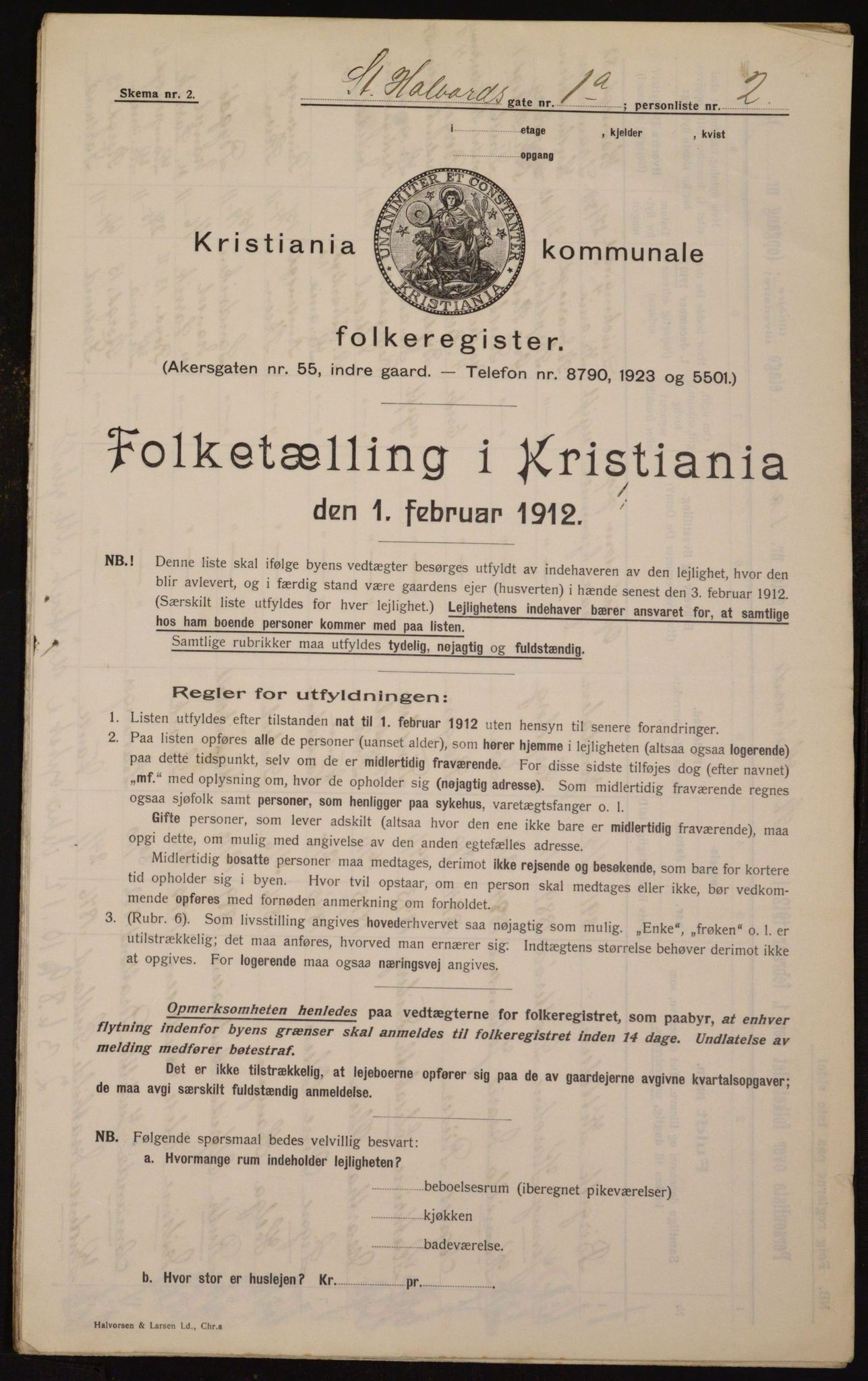 OBA, Municipal Census 1912 for Kristiania, 1912, p. 87645