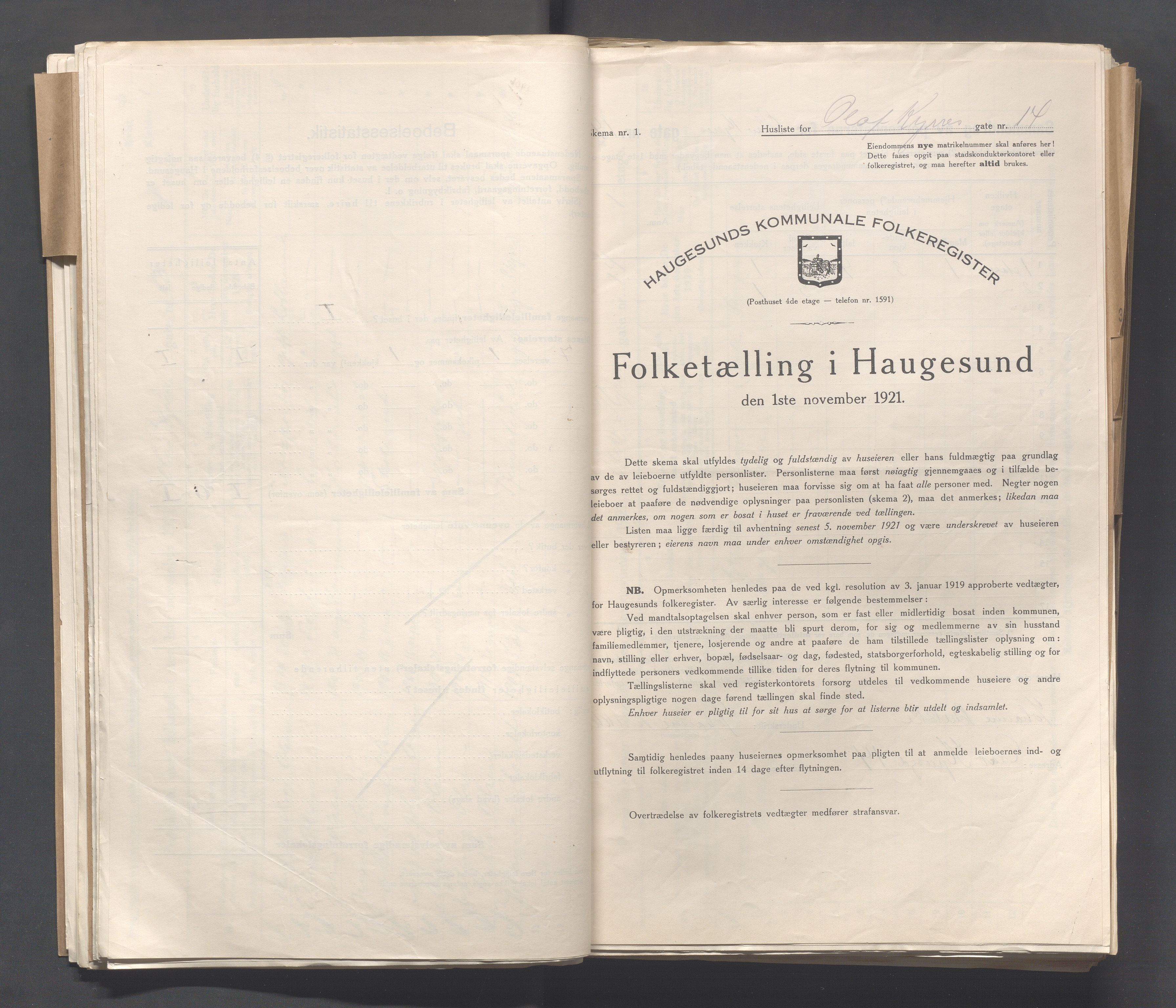 IKAR, Local census 1.11.1921 for Haugesund, 1921, p. 3233