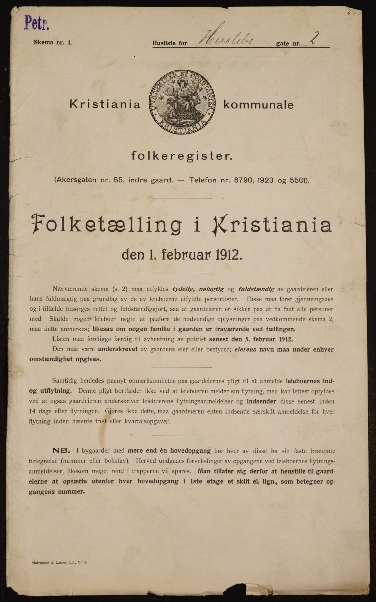 OBA, Municipal Census 1912 for Kristiania, 1912, p. 39449