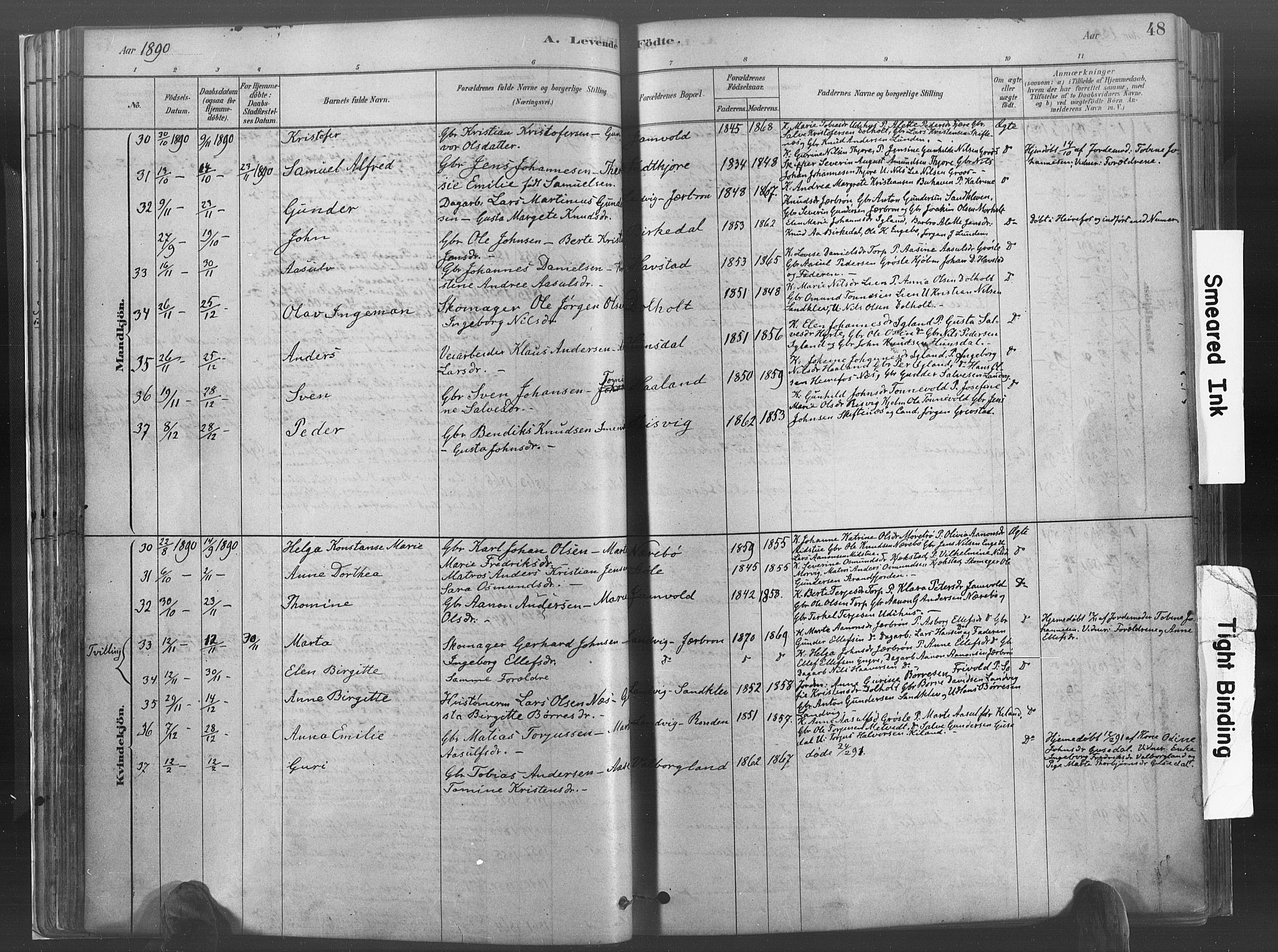 Hommedal sokneprestkontor, AV/SAK-1111-0023/F/Fa/Fab/L0006: Parish register (official) no. A 6, 1878-1897, p. 48