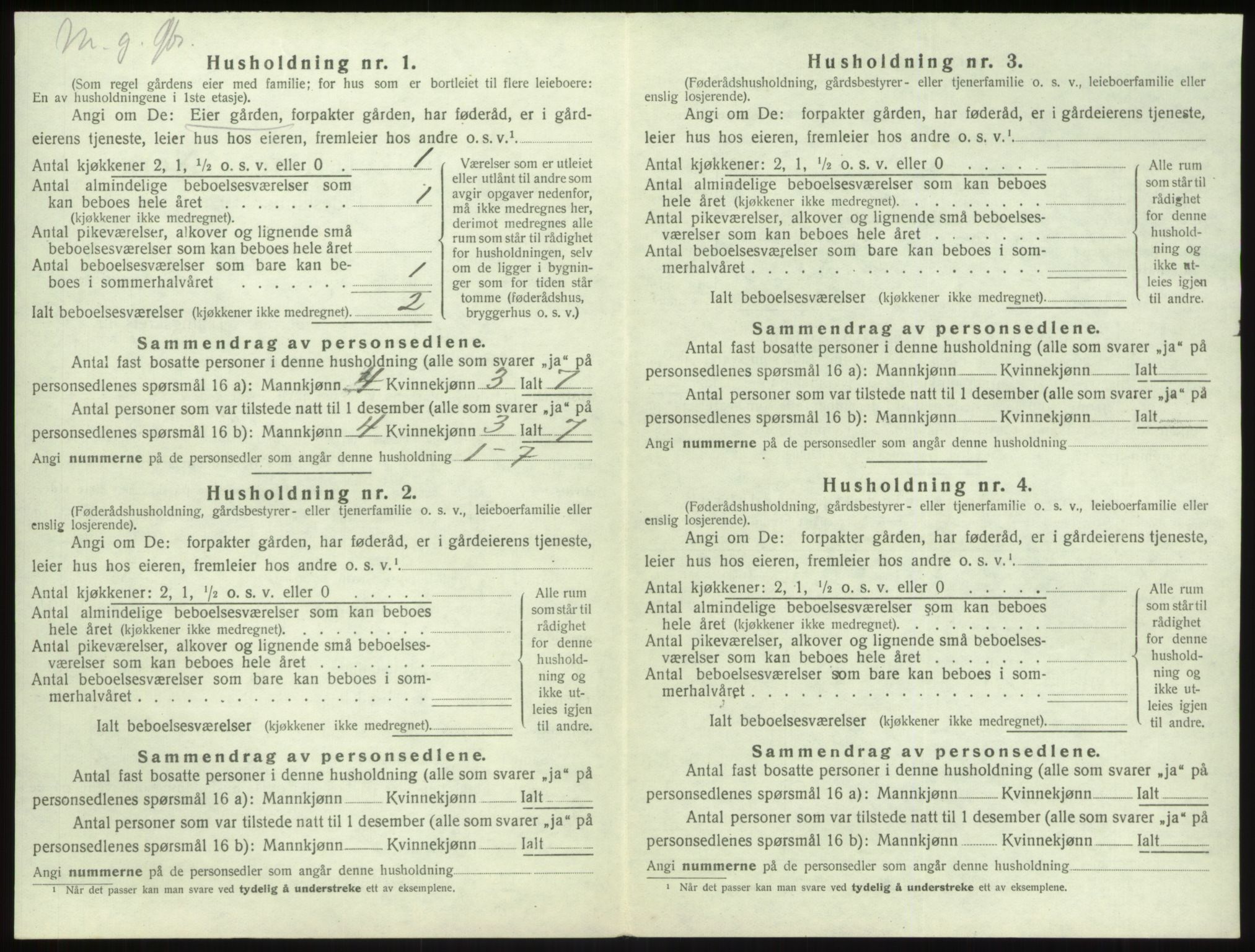 SAB, 1920 census for Vik, 1920, p. 1279