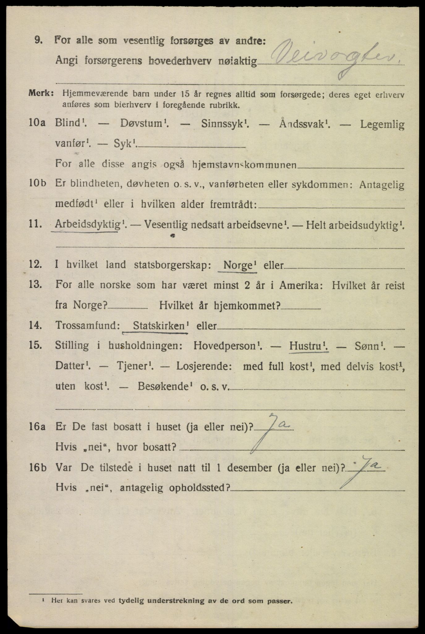 SAK, 1920 census for Øyslebø, 1920, p. 2207