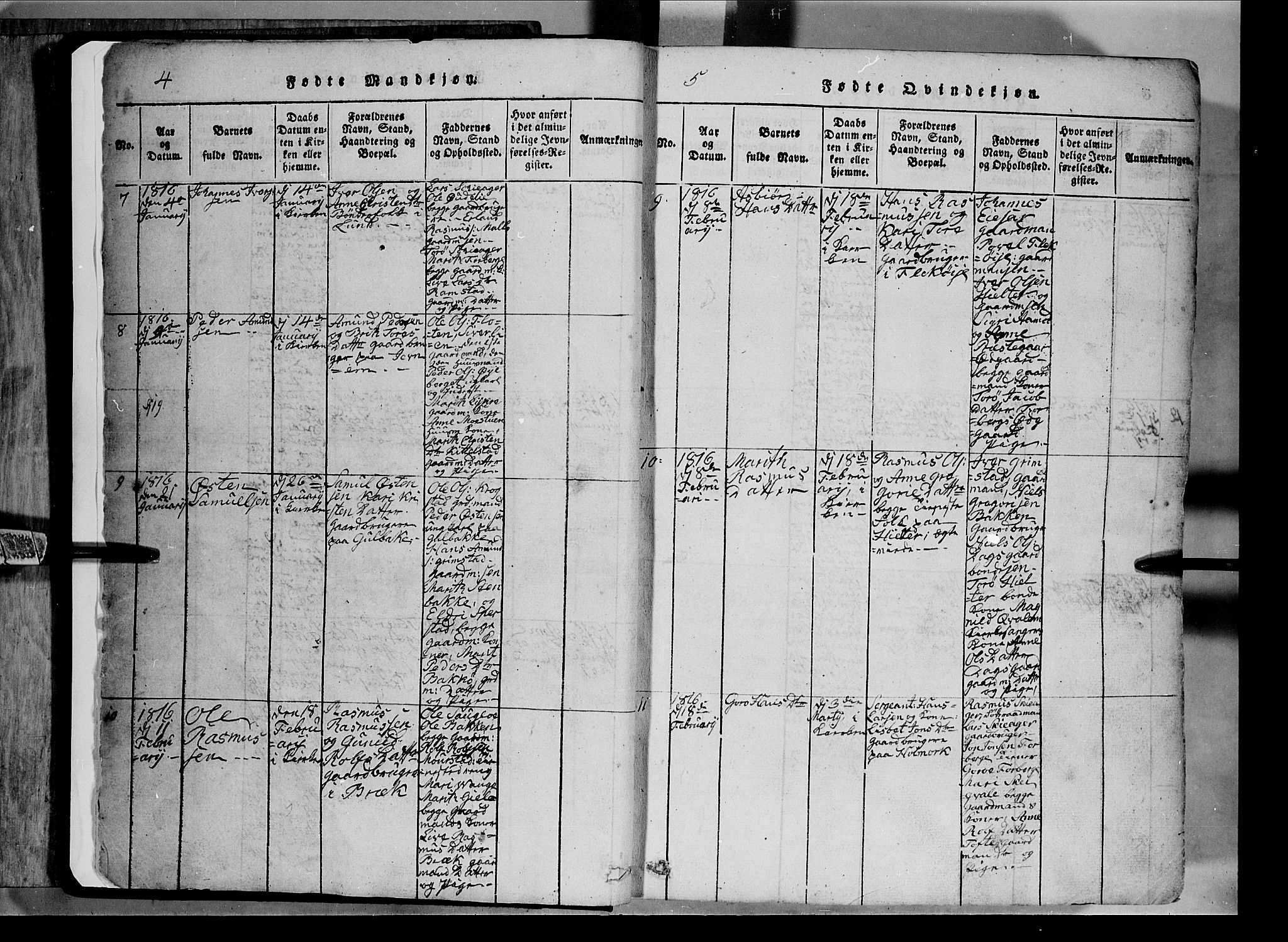Lom prestekontor, AV/SAH-PREST-070/L/L0003: Parish register (copy) no. 3, 1815-1844, p. 4-5