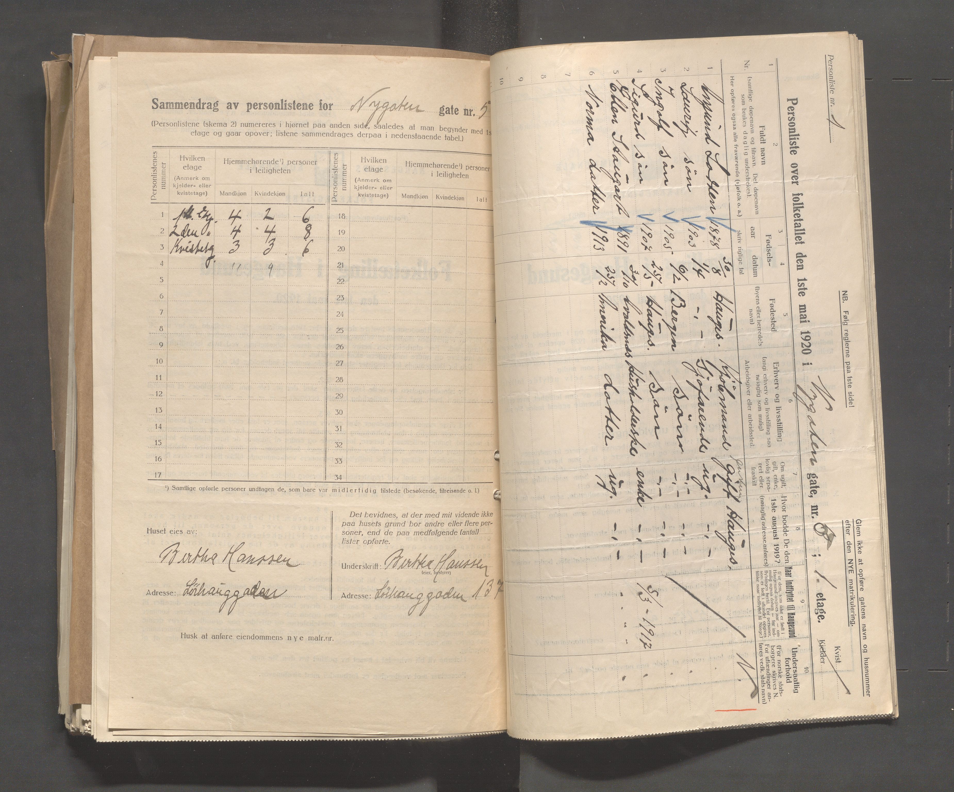 IKAR, Local census 1.5.1920 for Haugesund, 1920, p. 3012