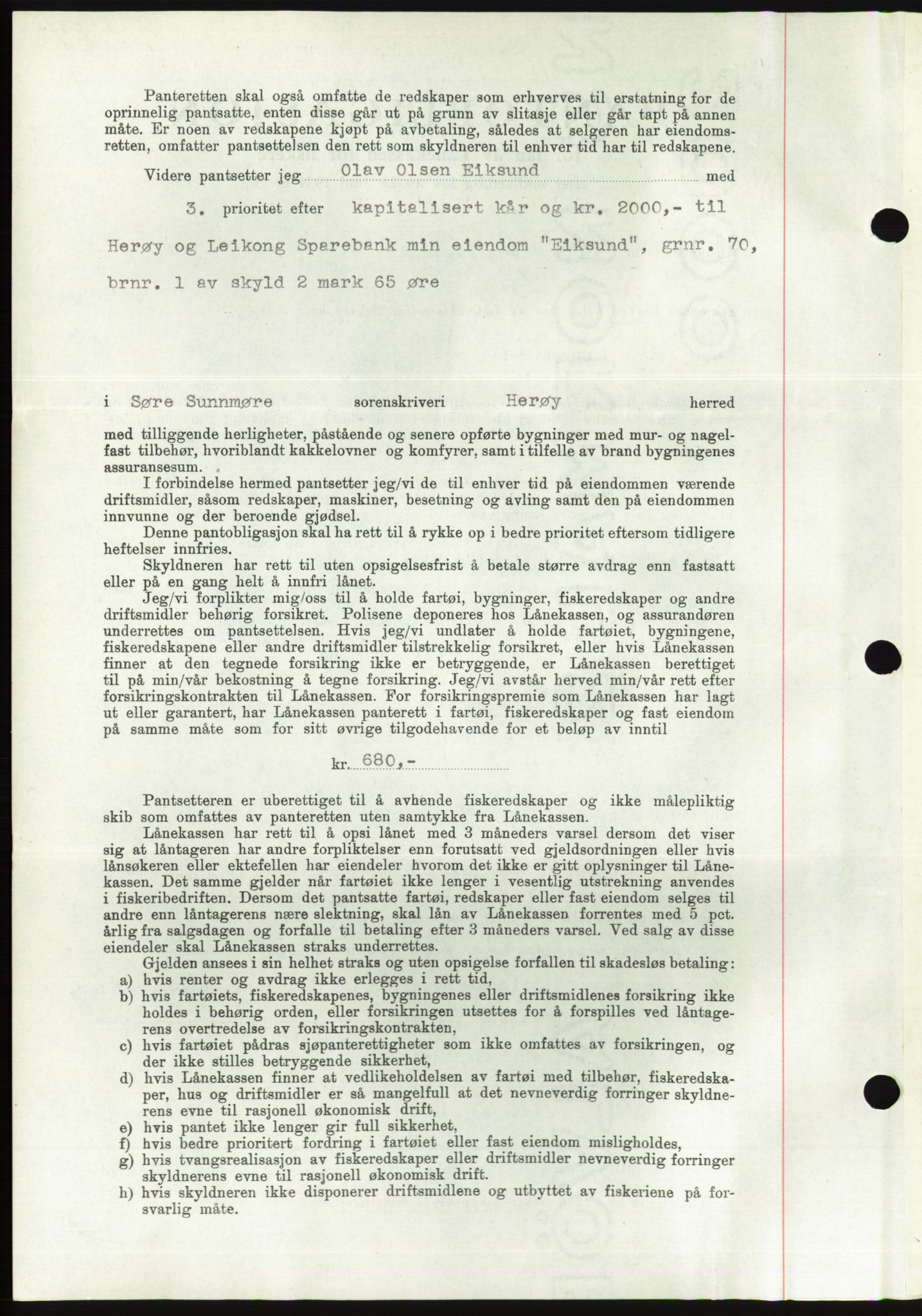 Søre Sunnmøre sorenskriveri, AV/SAT-A-4122/1/2/2C/L0064: Mortgage book no. 58, 1937-1938, Diary no: : 170/1938