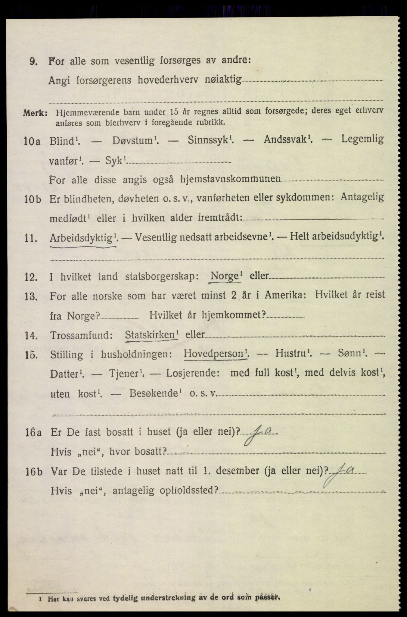 SAK, 1920 census for Oddernes, 1920, p. 1998