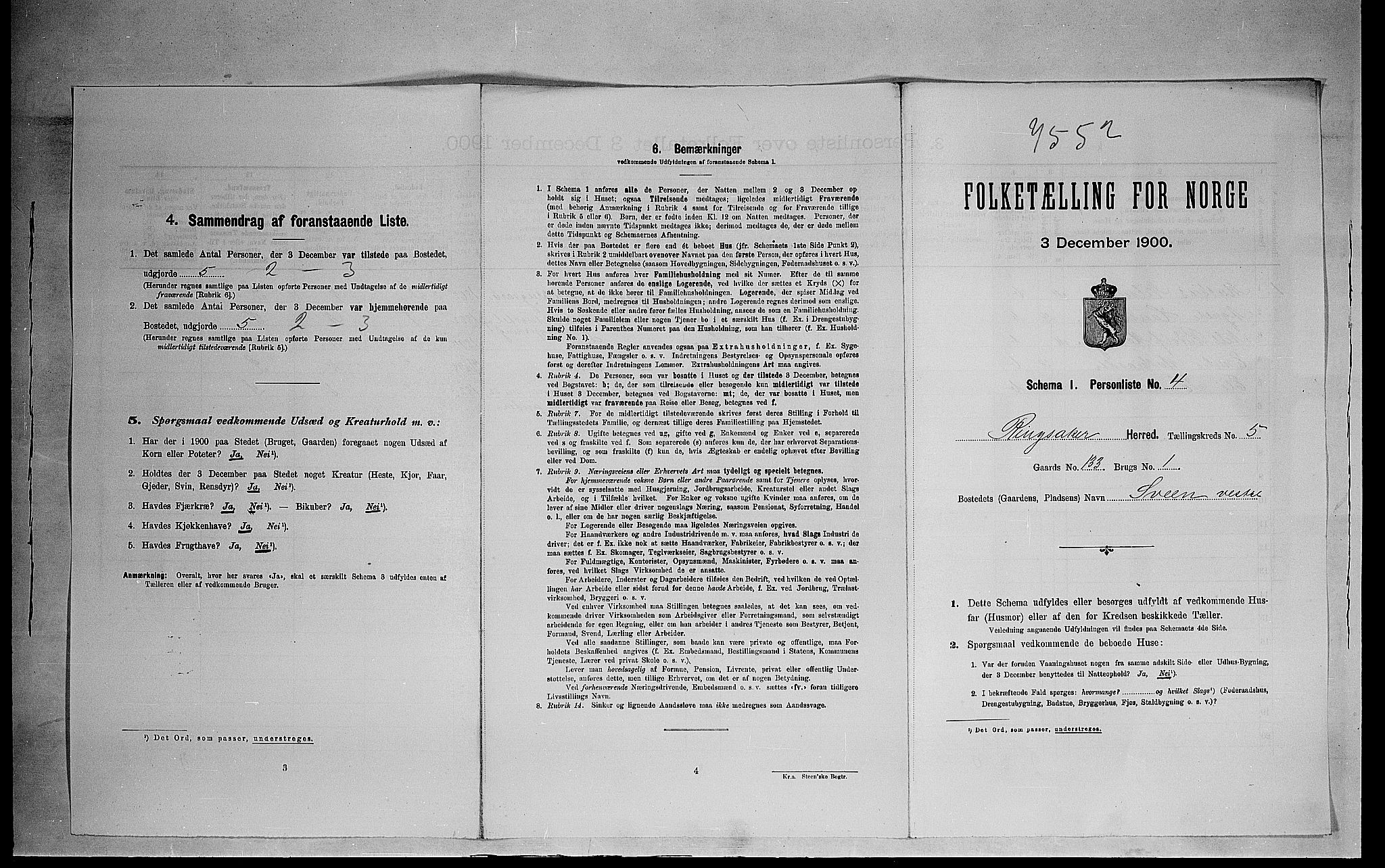 SAH, 1900 census for Ringsaker, 1900, p. 1057