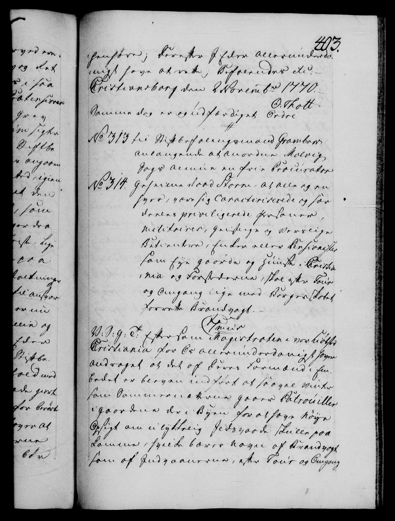 Danske Kanselli 1572-1799, AV/RA-EA-3023/F/Fc/Fca/Fcab/L0039: Norske tegnelser, 1769-1771, p. 403a