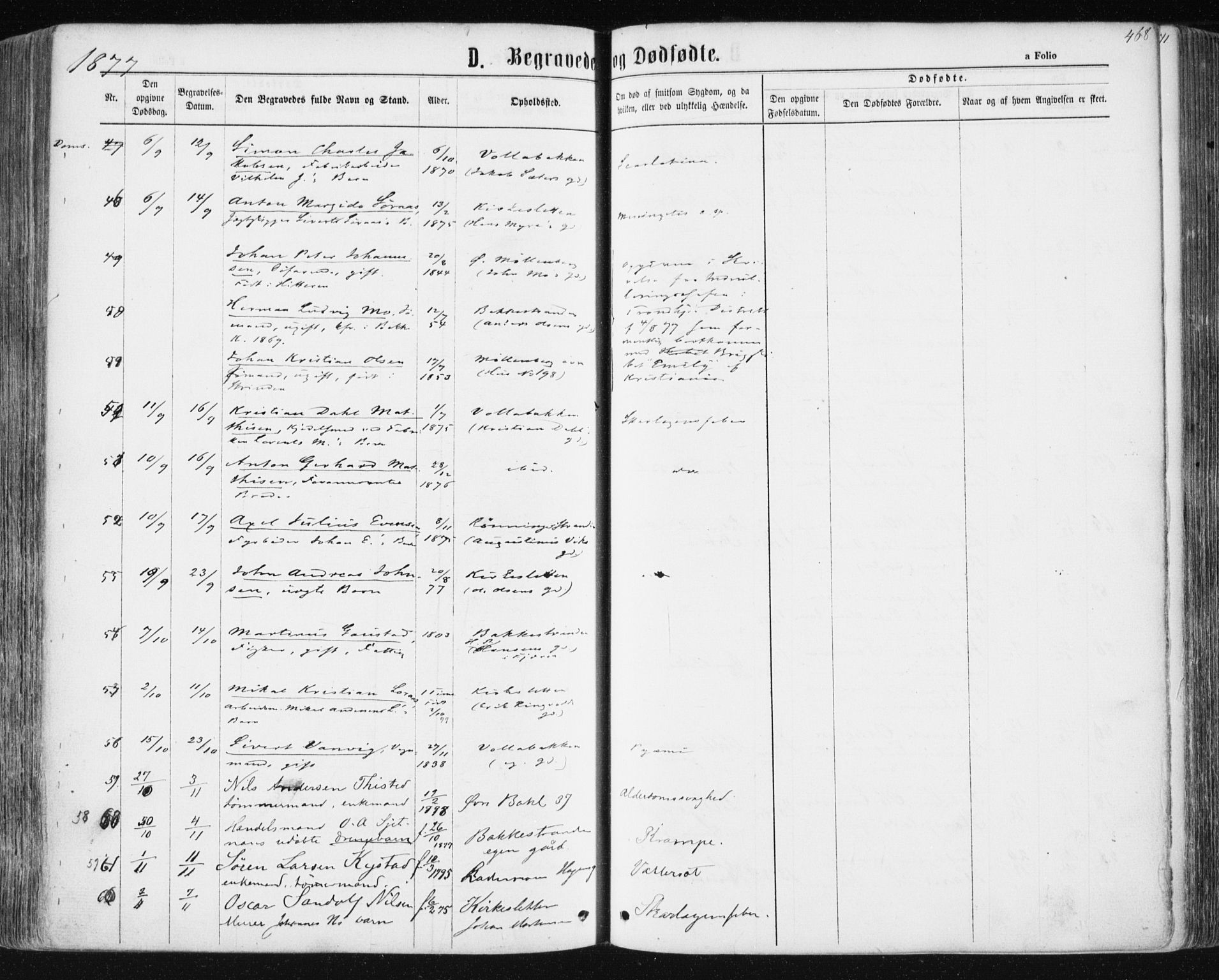 Ministerialprotokoller, klokkerbøker og fødselsregistre - Sør-Trøndelag, SAT/A-1456/604/L0186: Parish register (official) no. 604A07, 1866-1877, p. 468