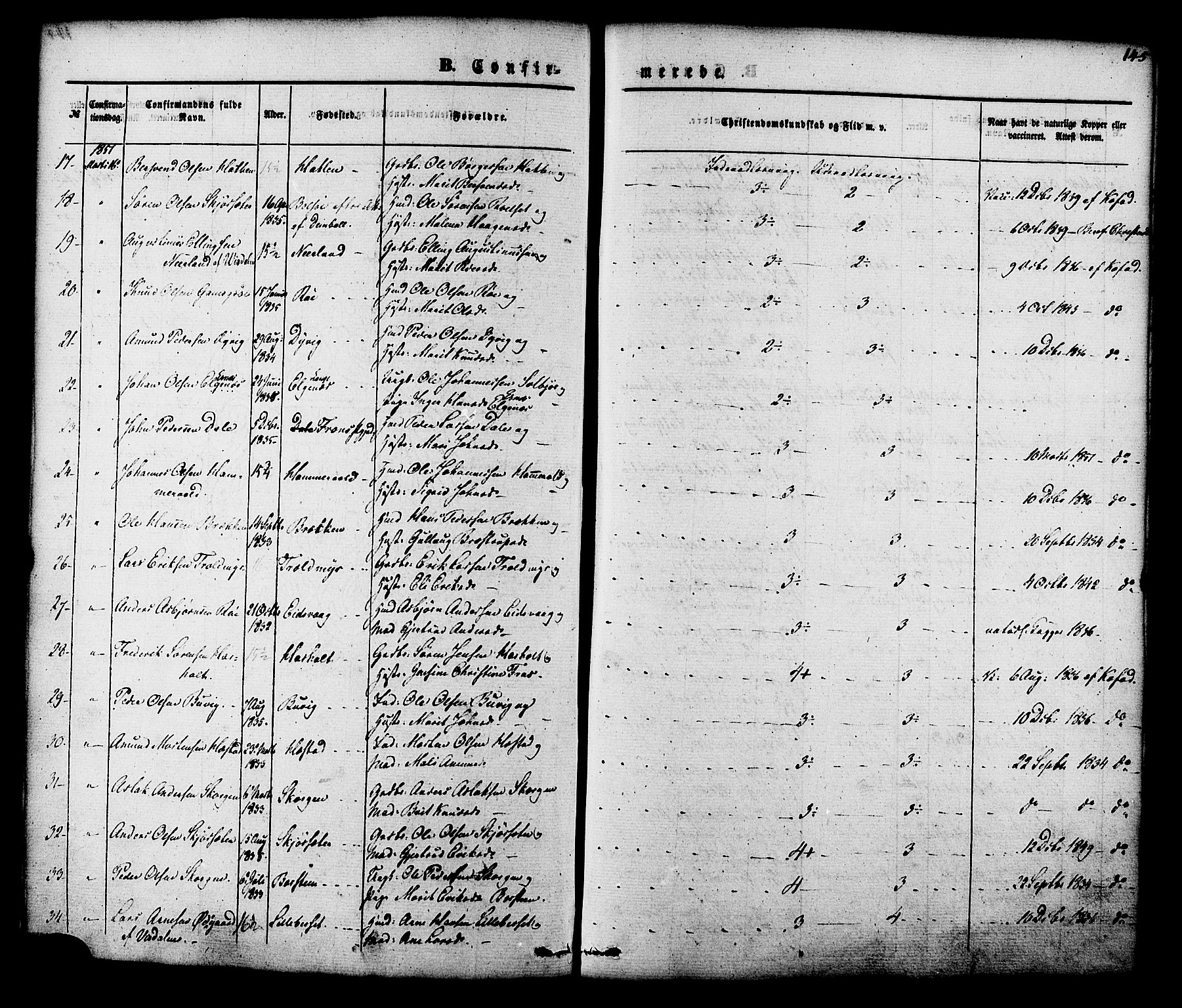 Ministerialprotokoller, klokkerbøker og fødselsregistre - Møre og Romsdal, SAT/A-1454/551/L0625: Parish register (official) no. 551A05, 1846-1879, p. 145