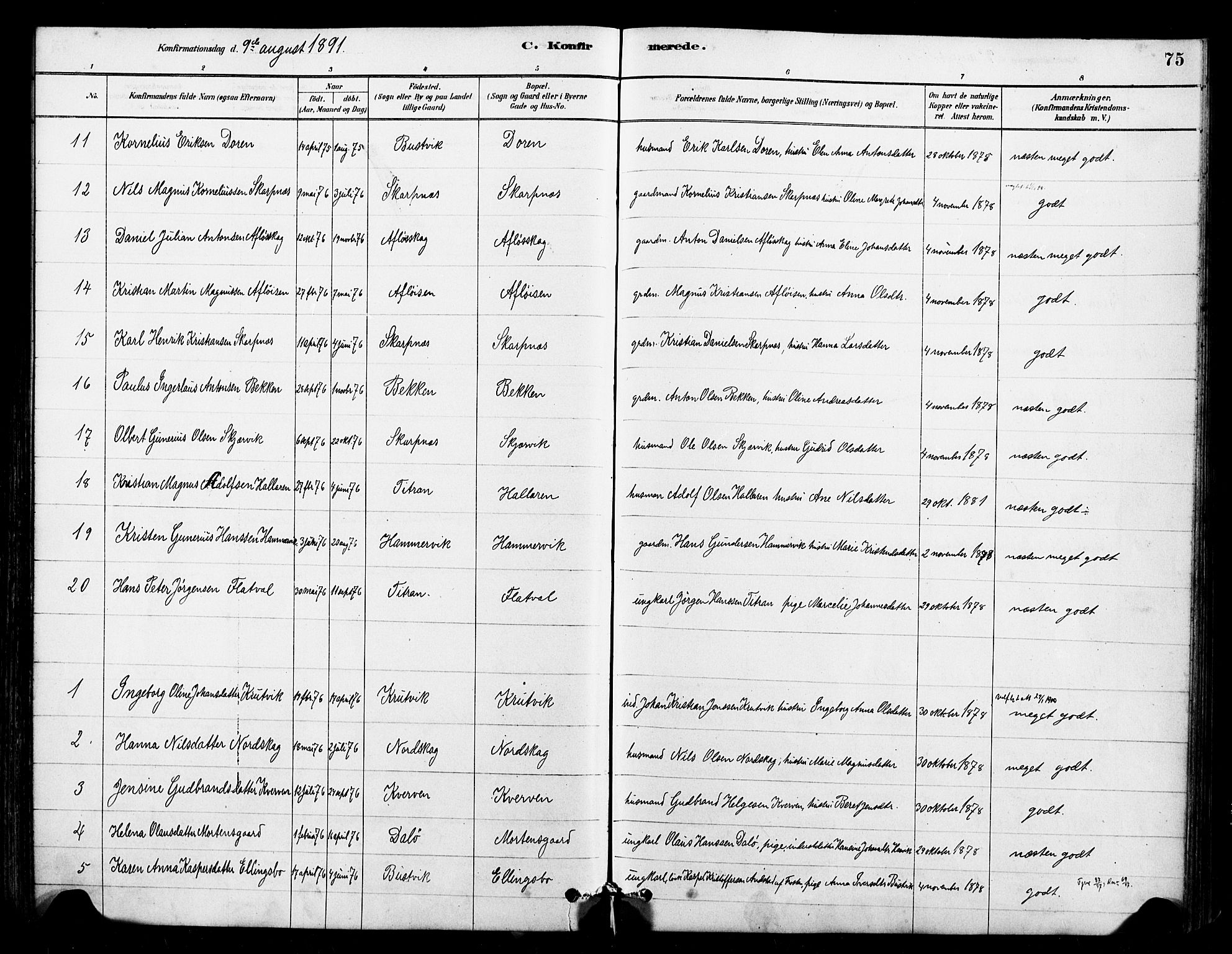 Ministerialprotokoller, klokkerbøker og fødselsregistre - Sør-Trøndelag, AV/SAT-A-1456/641/L0595: Parish register (official) no. 641A01, 1882-1897, p. 75