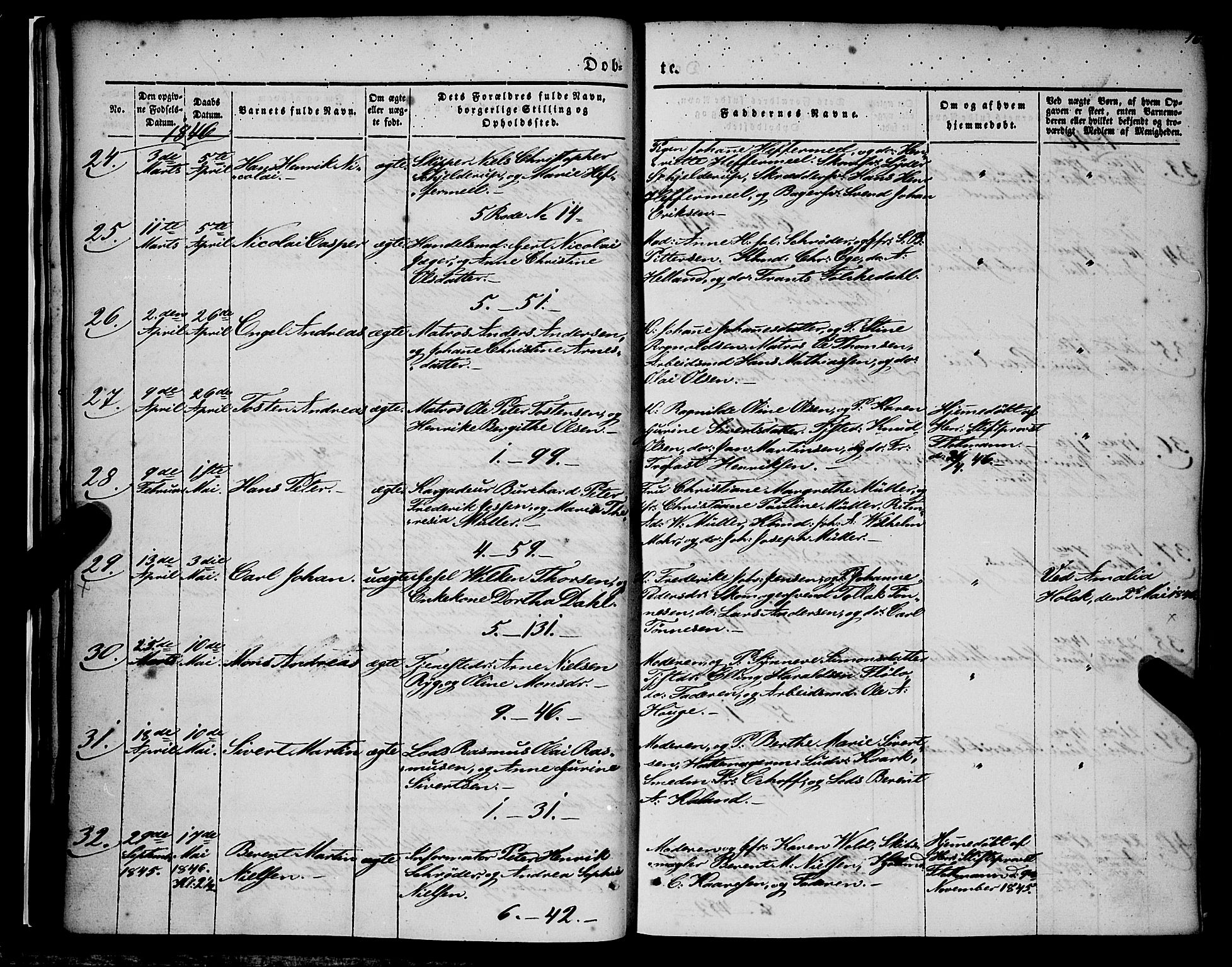 Nykirken Sokneprestembete, AV/SAB-A-77101/H/Haa/L0014: Parish register (official) no. B 1, 1844-1858, p. 16